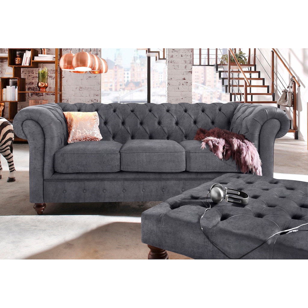 Home affaire Chesterfield-Sofa »Chesterfield 3-Sitzer B/T/H: 198/89/74 cm«