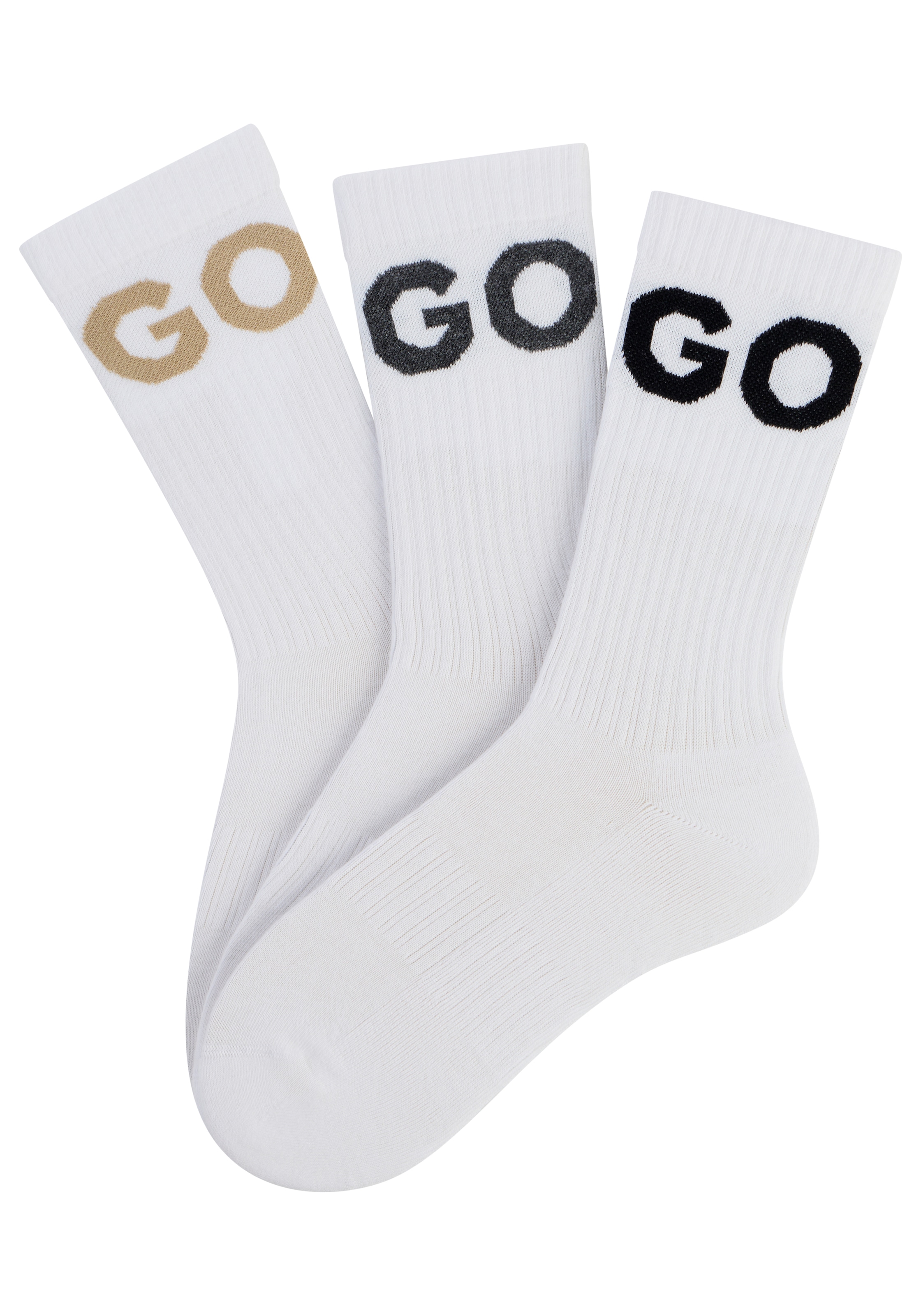 HUGO Underwear Freizeitsocken "3P QS ICONIC CC 1" Packung, 3er, 3 Paar tlg. mit HUGO Logostickerei in Kontrastfarbe