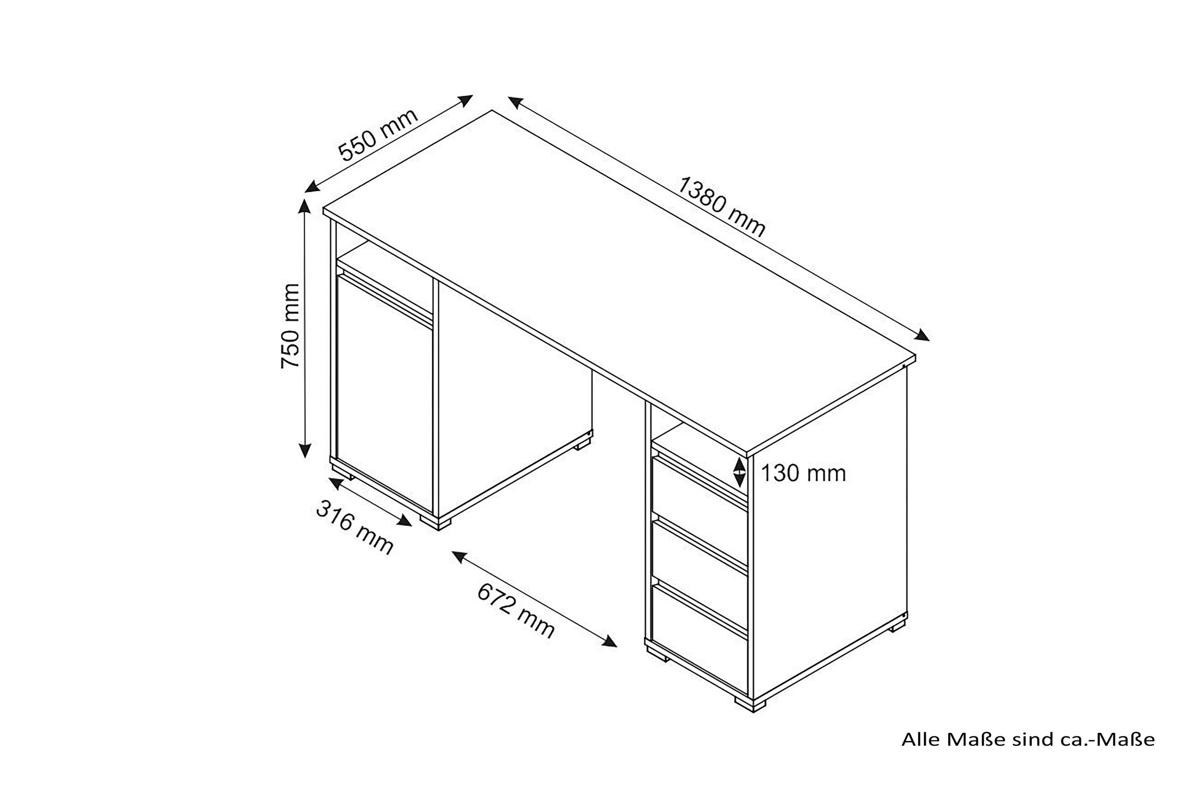 byLIVING Schreibtisch »Lobo«, Breite 138 cm