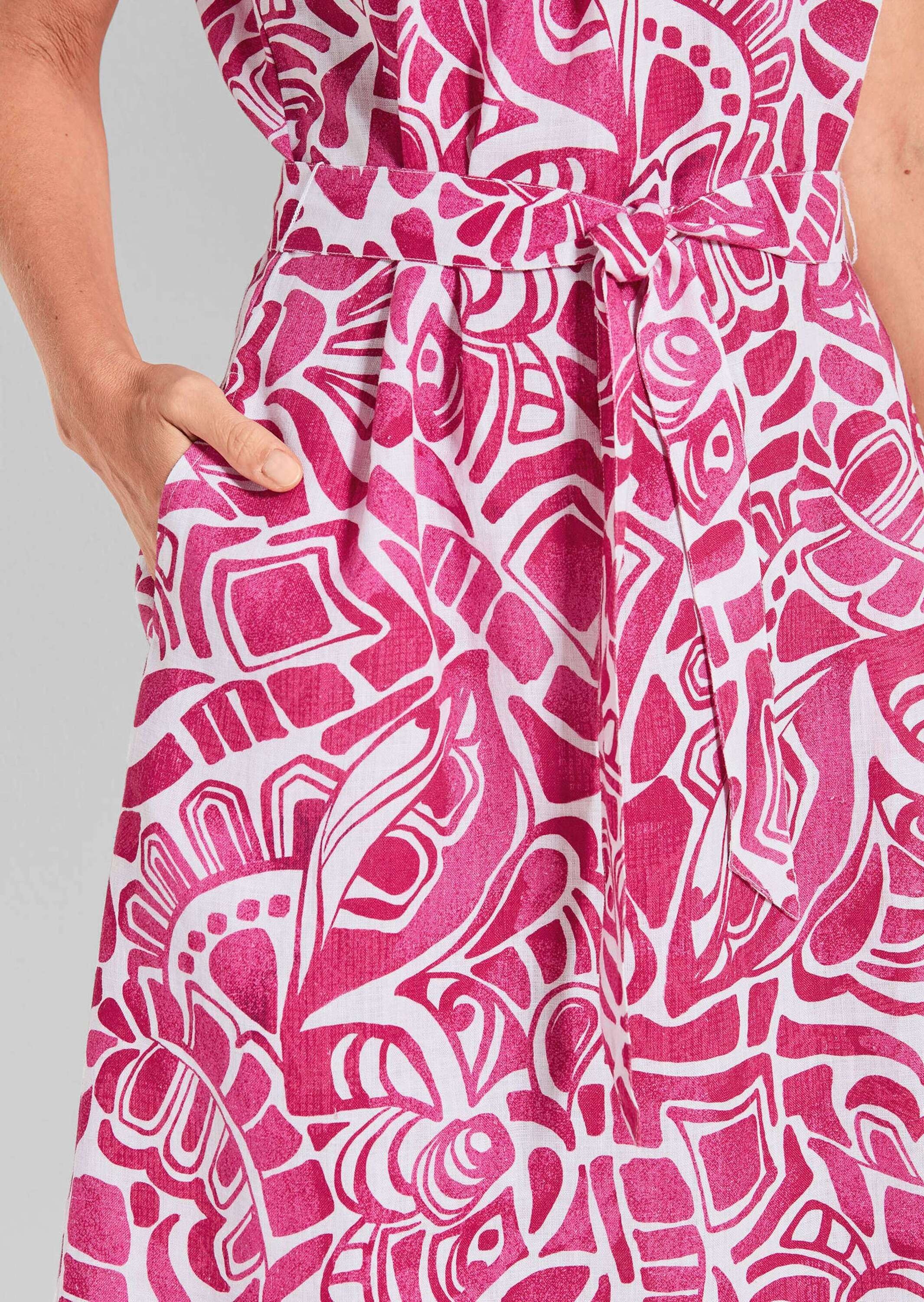 GOLDNER Sommerkleid »Leinenkleid Ethno, Halbarm«