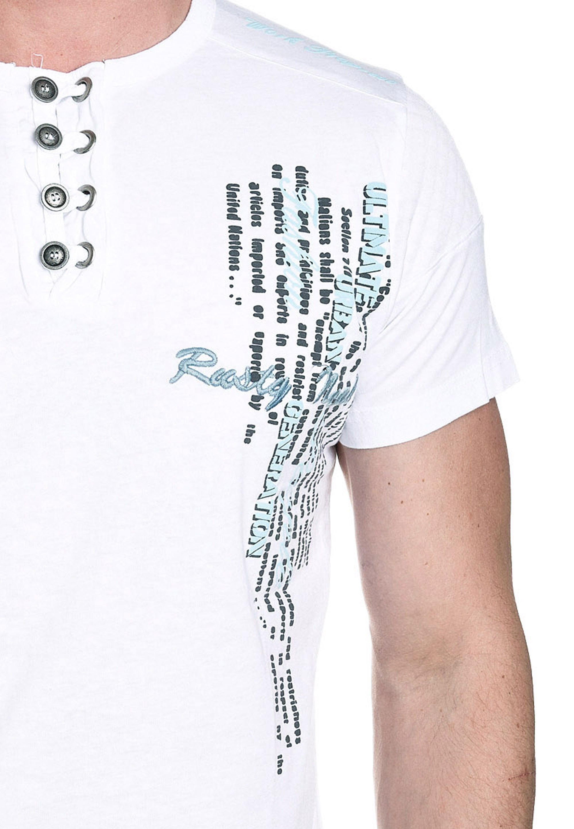 Rusty Neal T-Shirt, mit schicker Knopfleiste