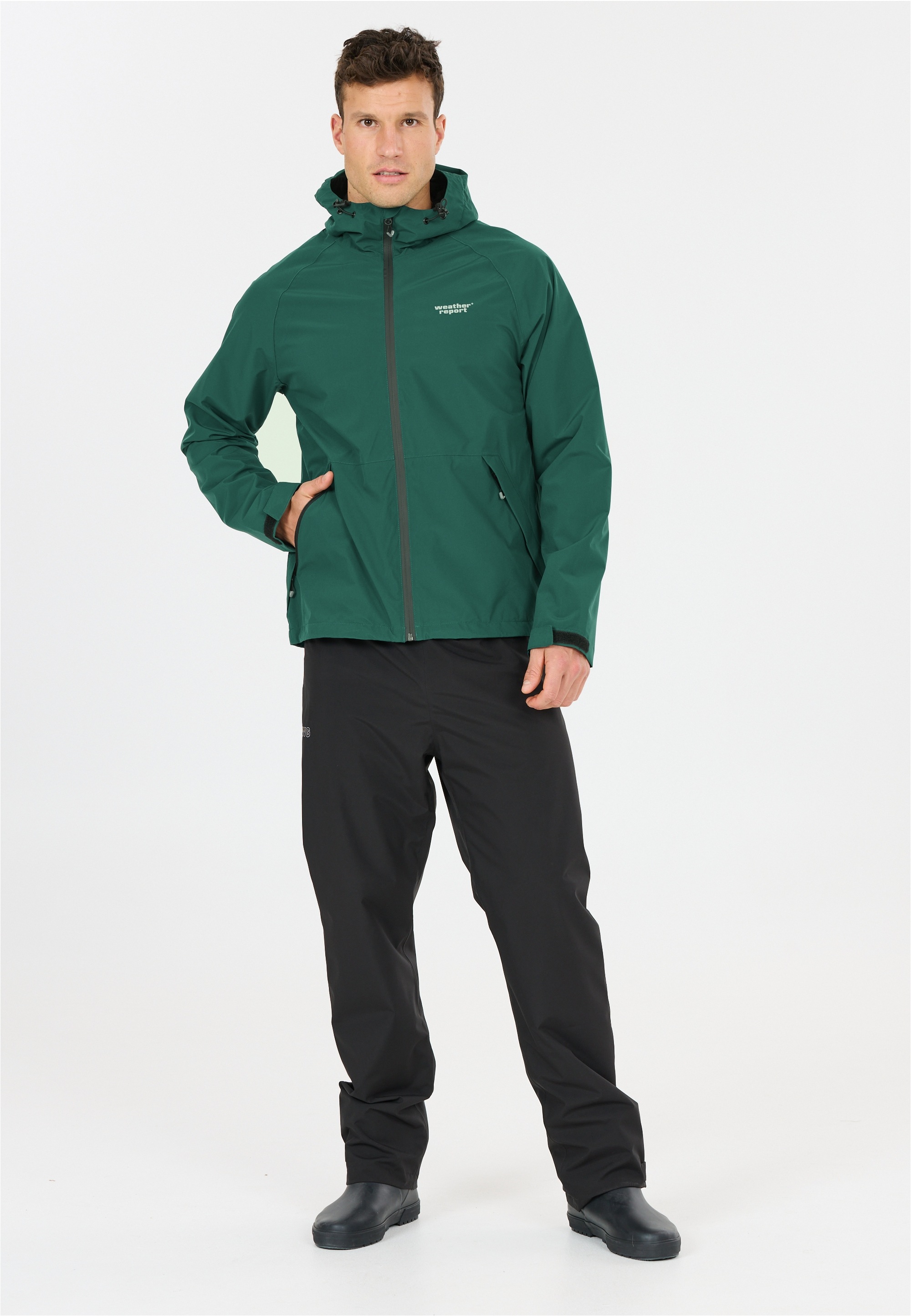 Outdoorjacke WEATHER REPORT "Gust", Gr. L, grün, 100% Polyester, unifarben, lang, ohne Ausschnitt, Jacken Outdoorjacke, für wasserfesten Rundum-Schutz