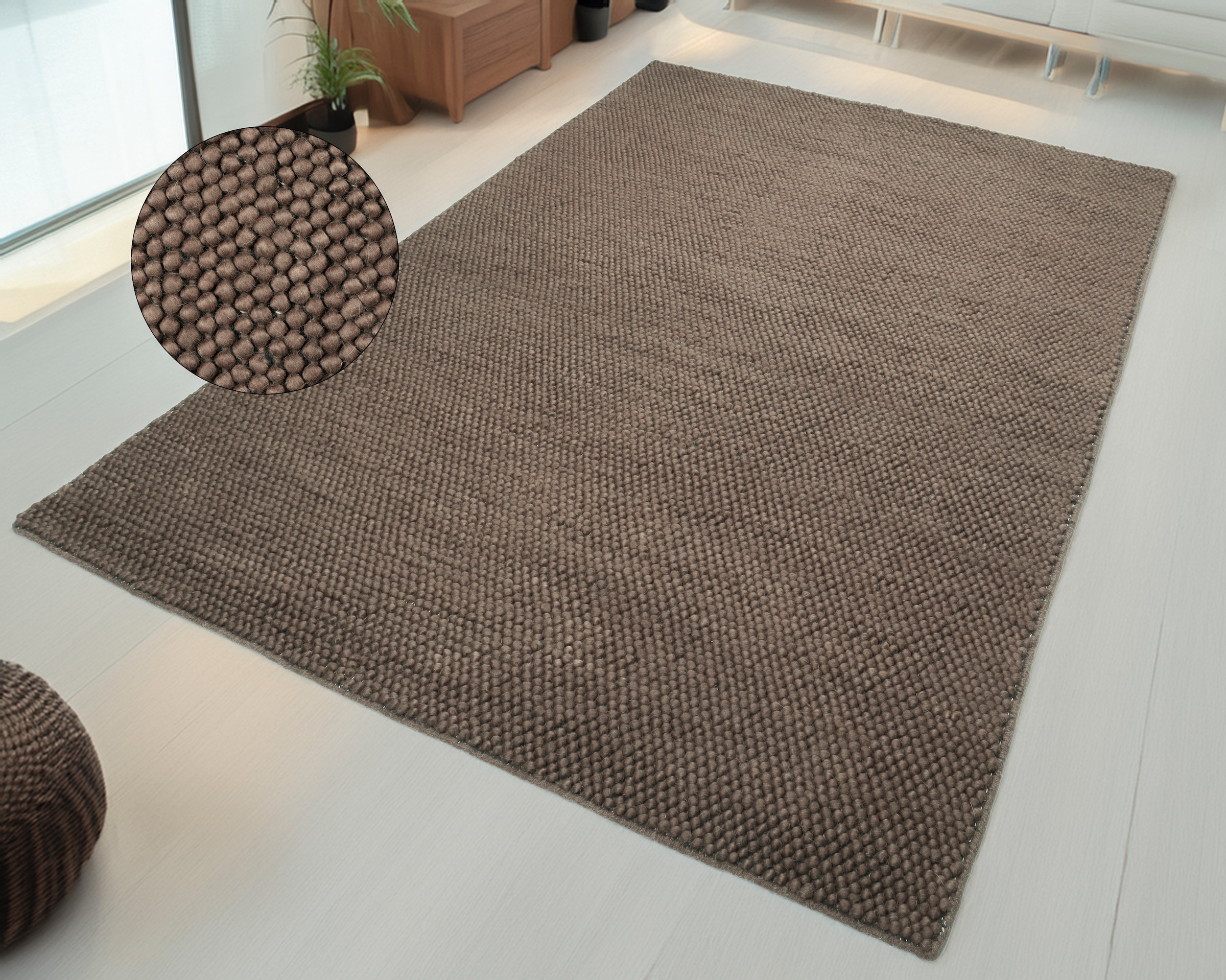 LeGer Home by Lena Gercke Wollteppich »Ainhoa, handgewebt, Wolle«, rechteckig, 12 mm Höhe, einfarbig, Wolle, Handweb Teppich, Wohnzimmer, Schlafzimmer, Esszimmer