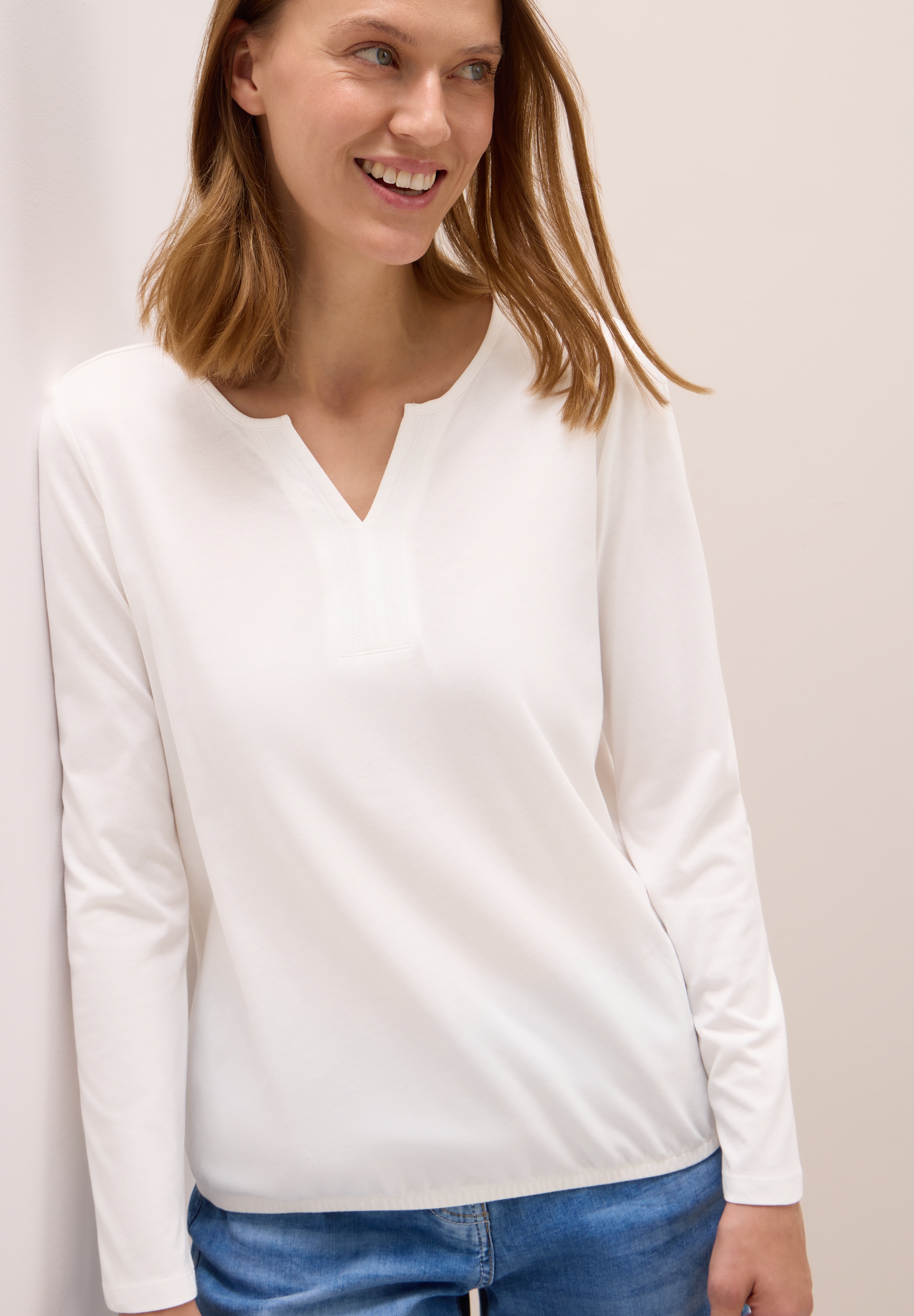 Cecil Tunikashirt Split Neck, unifarben günstig online kaufen