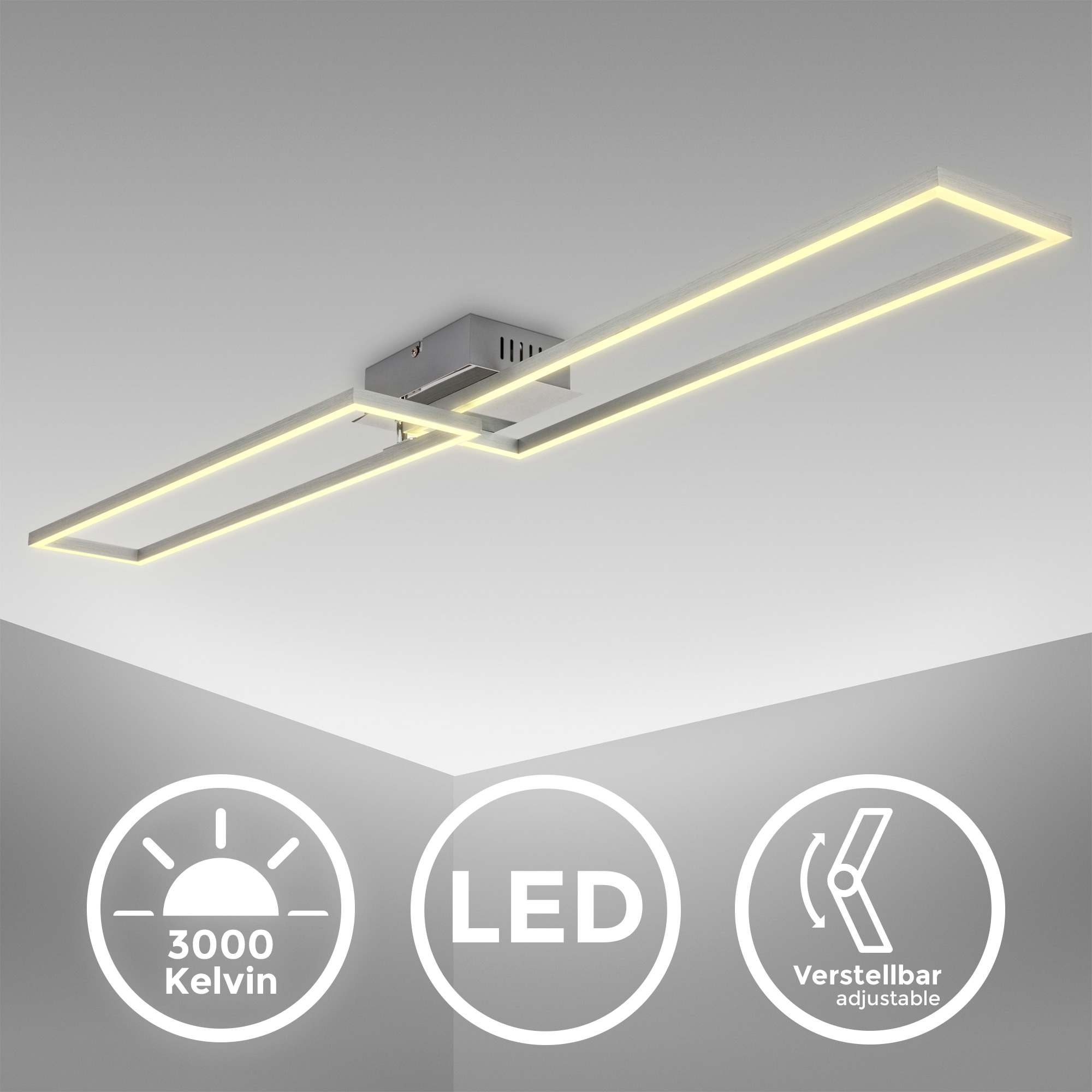 LED Deckenleuchte,  in gebürsteter Alu-Optik, LED-Platine 40 Watt, 4.000lm (2x...