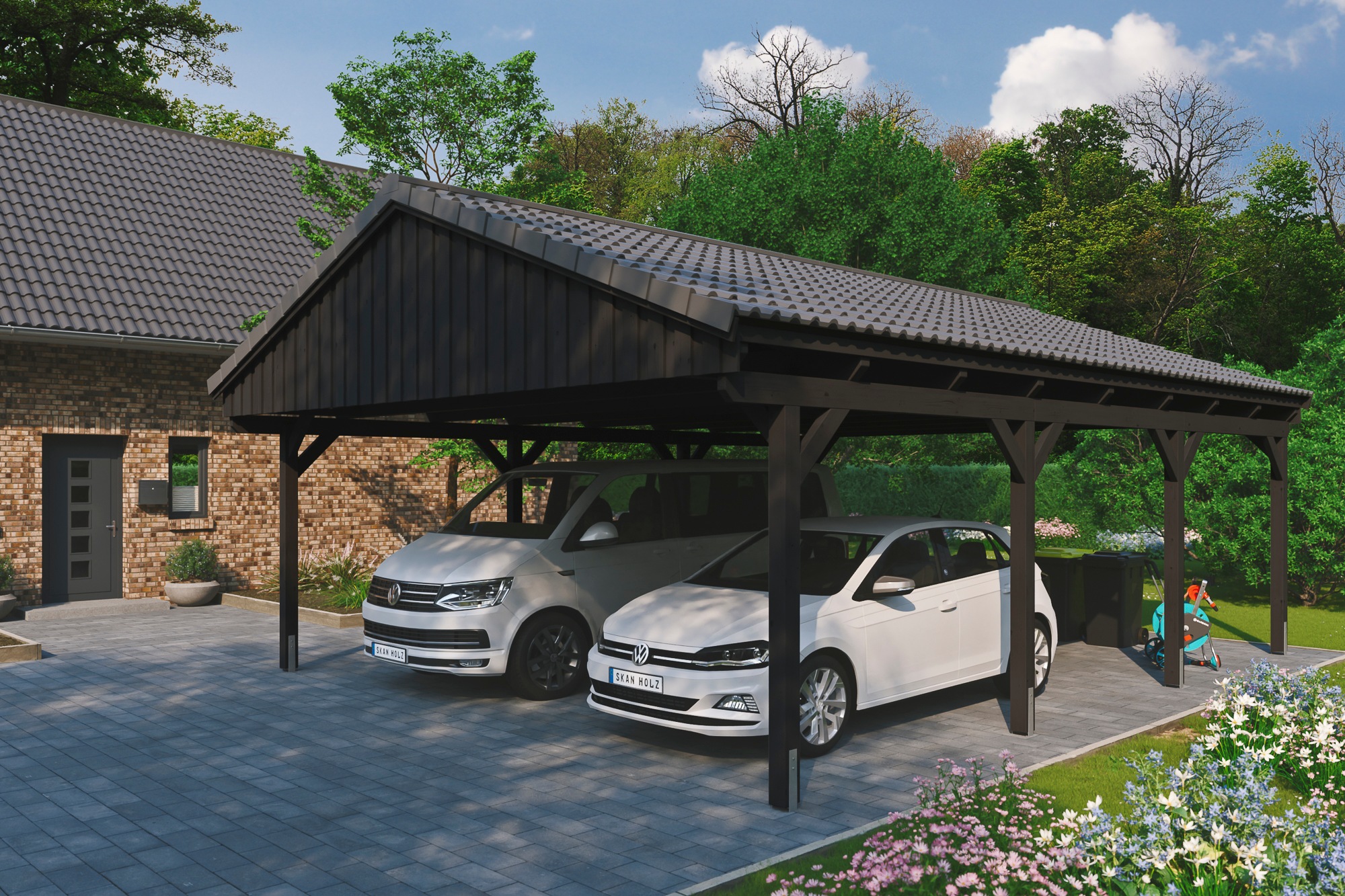 Skanholz Doppelcarport »Fichtelberg«, Holz, 574 cm, Anthrazit