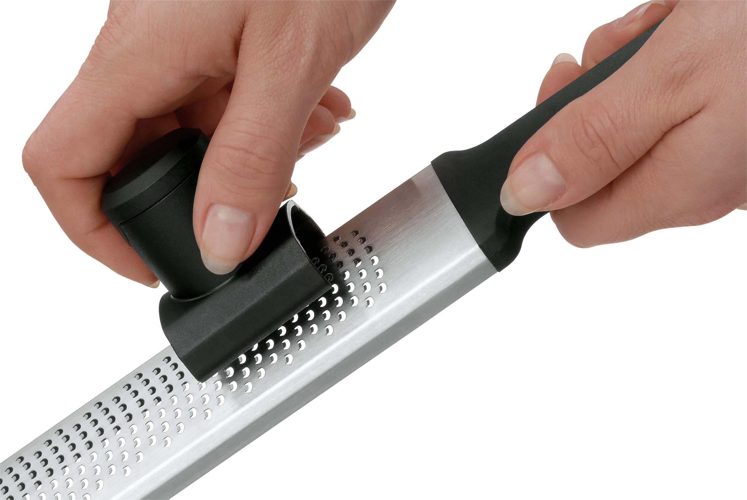 WMF Küchenreibe »Top Tools«, (2 St.), Cromargan Edelstahl, rutschfester Soft-Touch-Griff, Fingerschutz