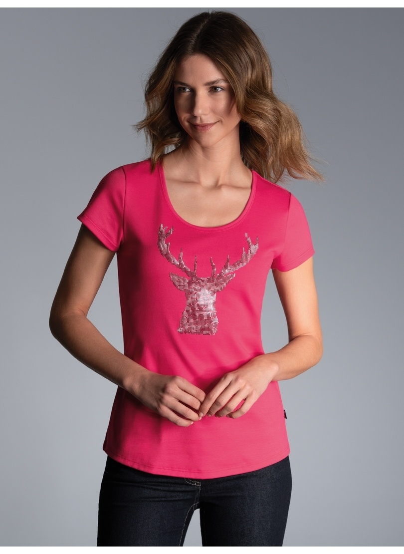 Trigema T-Shirt »TRIGEMA T-Shirt Glitzer-Hirsch«, (1 tlg.)