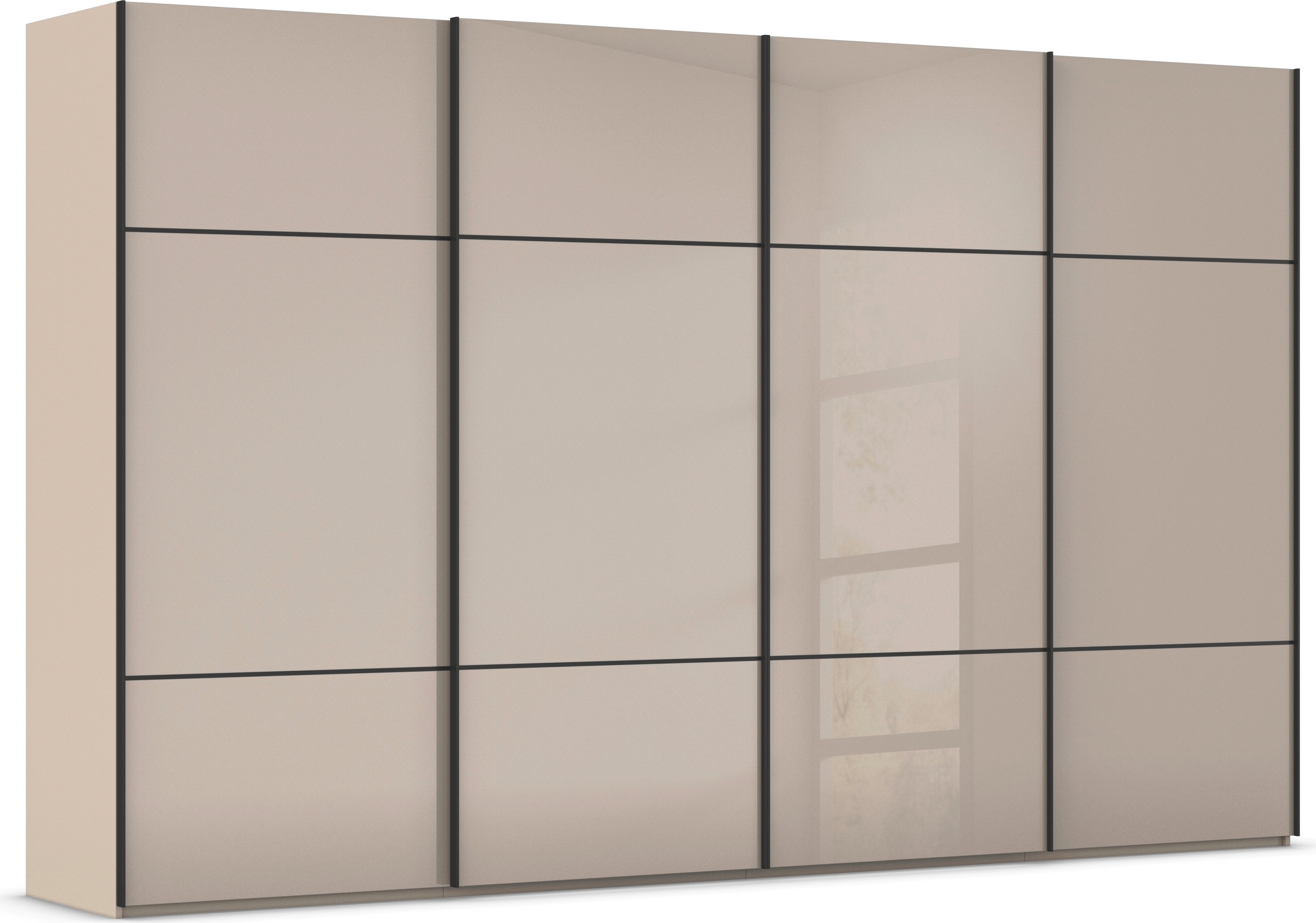 rauch 1100000002199 "Kleiderschrank Schrank Garderobe Schlafzimmerschrank SCALE-TRIO" edle dreigeteilte Front mit 2 Zierleisten Glasfront MADE IN GERMANY
