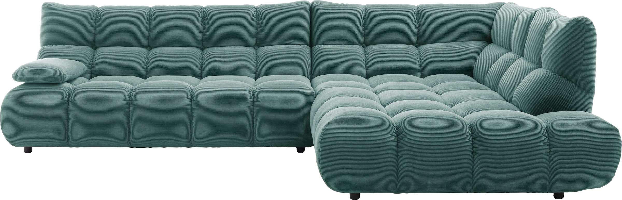 Home affaire Ecksofa "Cozy Bubble, mit klappbarer Armlehne, Breite 324 cm" mit eleganter Steppung, Rundumbezug & weicher Polsterung