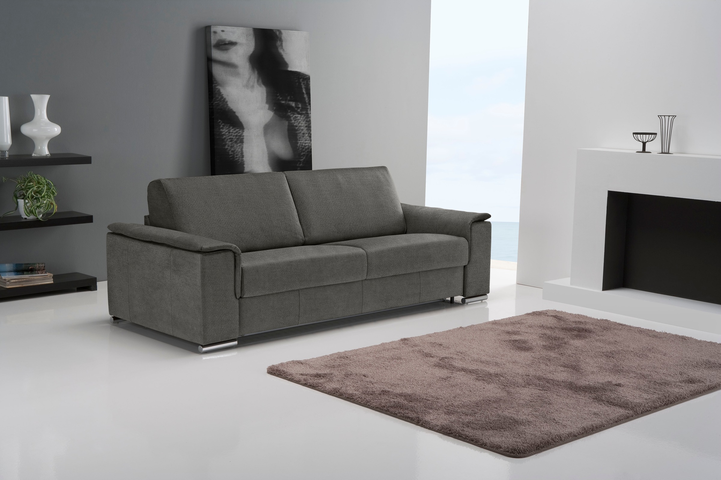 Egoitaliano 2,5-Sitzer »Cecilia, modern und elegant mit erstklassigem Sitzkomfort«, mit verchromten Metallfüßen
