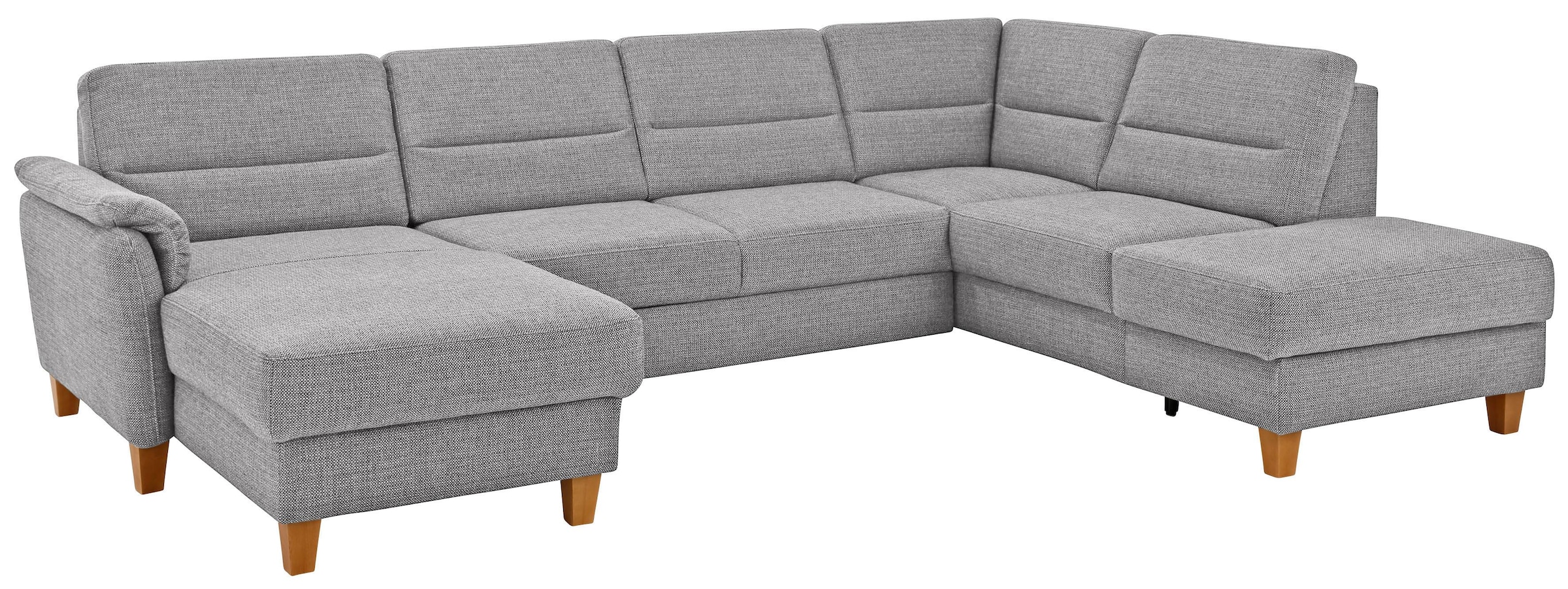 Home affaire Wohnlandschaft "Palmera U-Form, B: 308 cm, große Stoff + Leder Auswahl" optional Schlaffunktion & Bettkasten, Federkern, XXL-Wohnlandschaft
