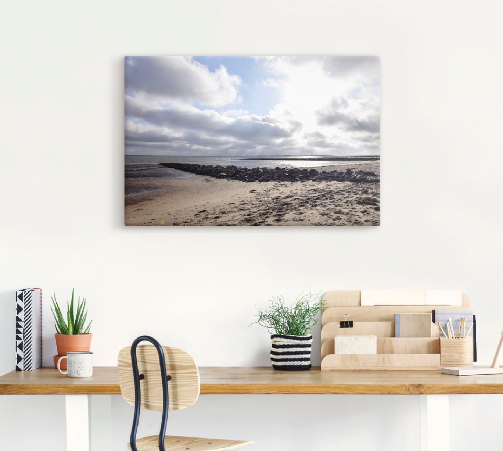 Artland Leinwandbild »Sonnenuntergang auf der Insel Föhr«, Strand, (1 St.), auf Keilrahmen gespannt