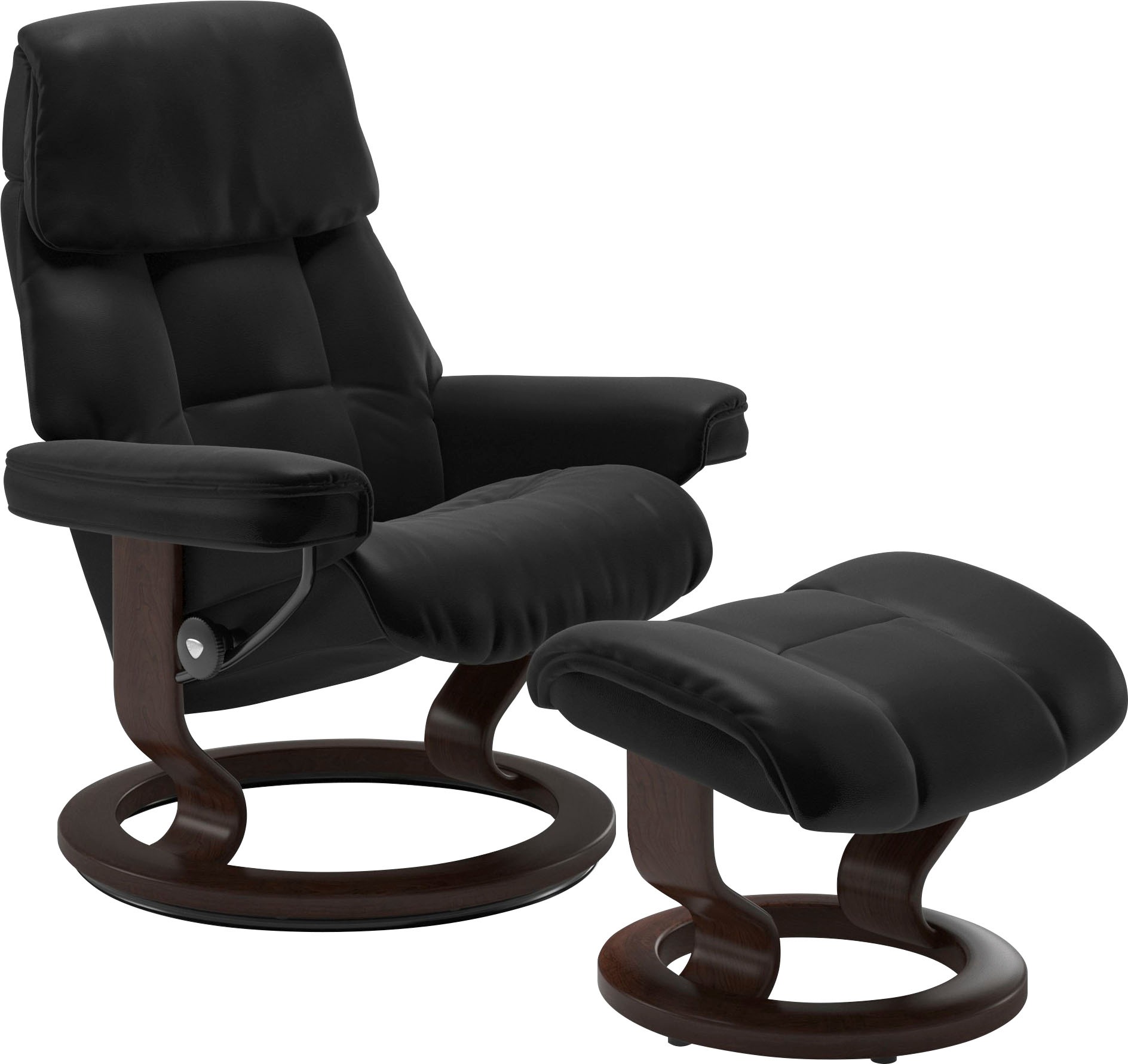 Stressless® Relaxsessel »Ruby«, (Set, Relaxsessel mit Hocker), mit Classic Base, Größe L, Gestell Eiche, Wenge, Braun & Schwarz