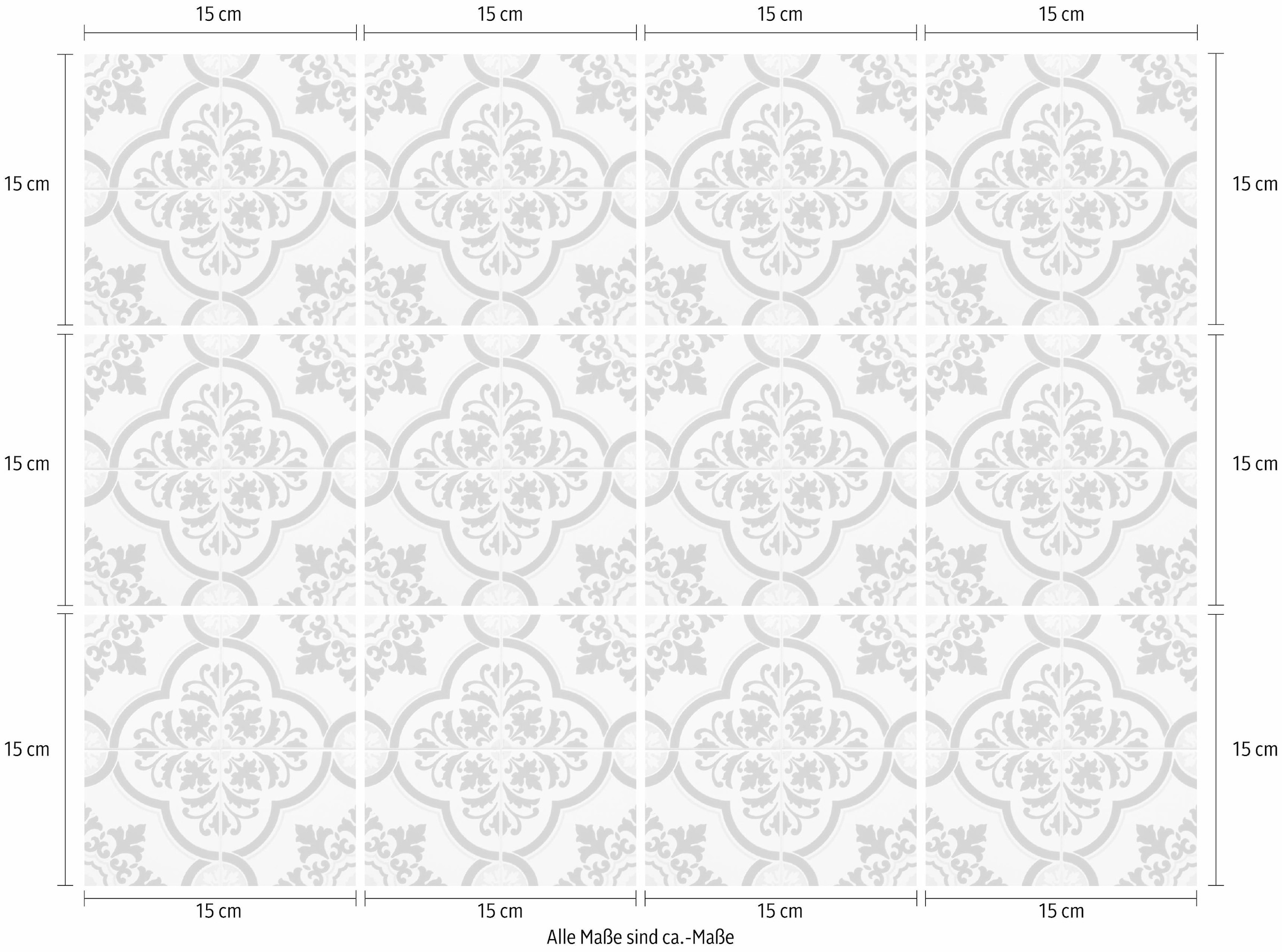 Home affaire Fliesenaufkleber »blaue Ornamente«, (Set, 12 St.), Stickerfliesen, selbstklebend, Sticker, 12er Set