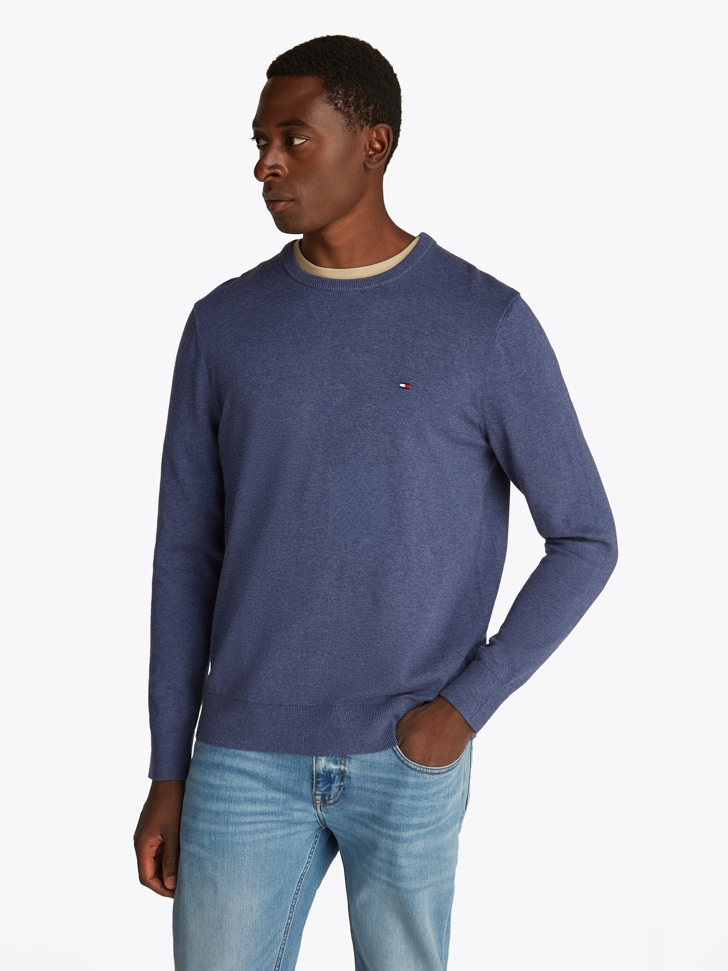 Tommy Hilfiger Rundhalspullover "ESSENTIAL COTTON CREW NECK" 100% Baumwolle günstig online kaufen