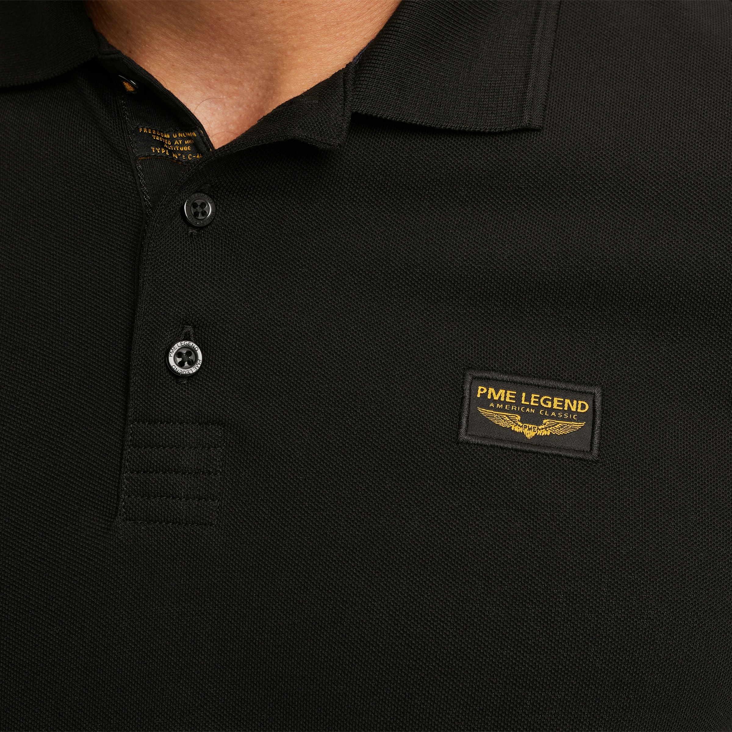 PME LEGEND Langarm-Poloshirt mit Logo-Aufnäher
