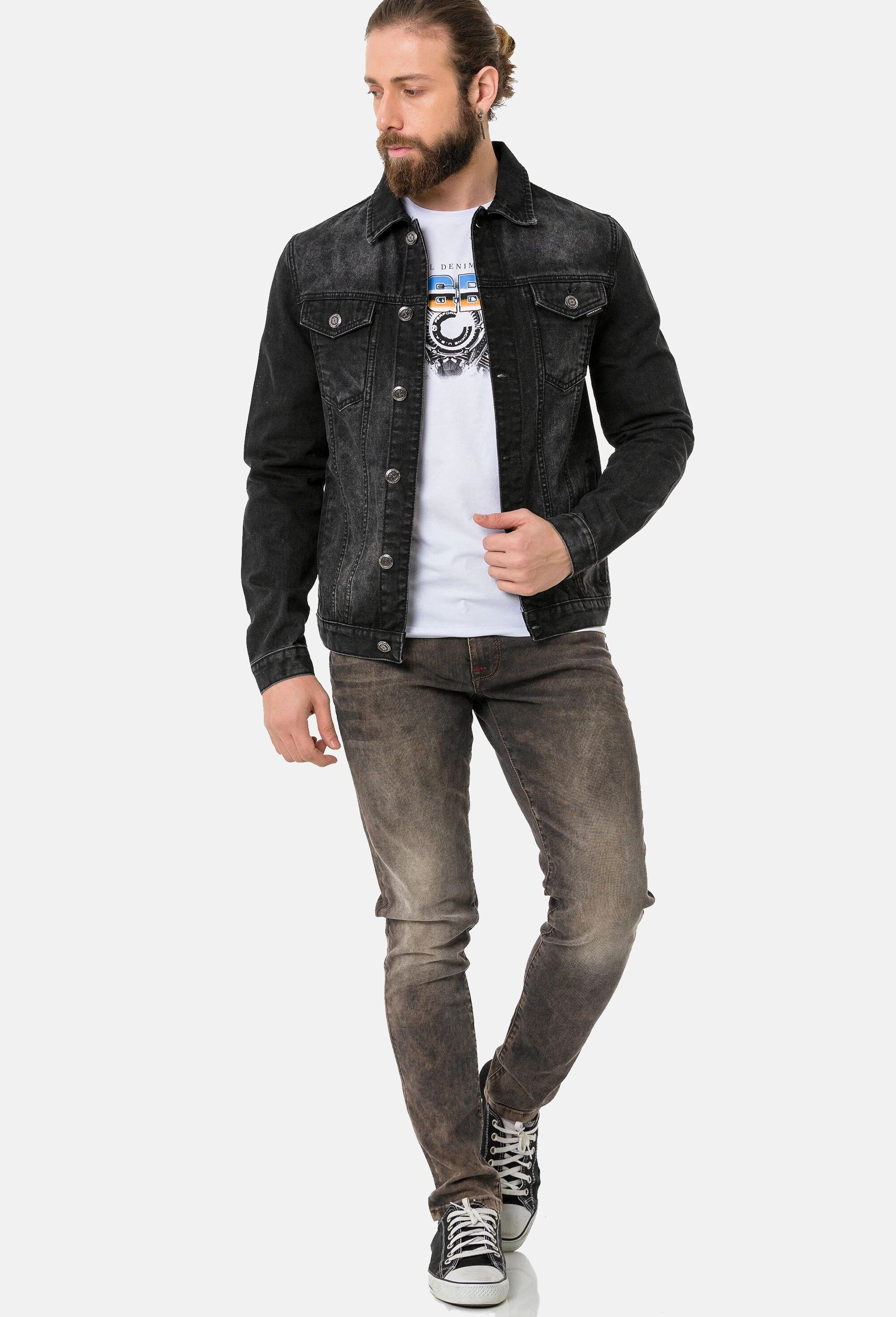 Cipo & Baxx Jeansjacke »Cipo & Baxx Jacke CJ289« ohne Kapuze mit Knopfleiste