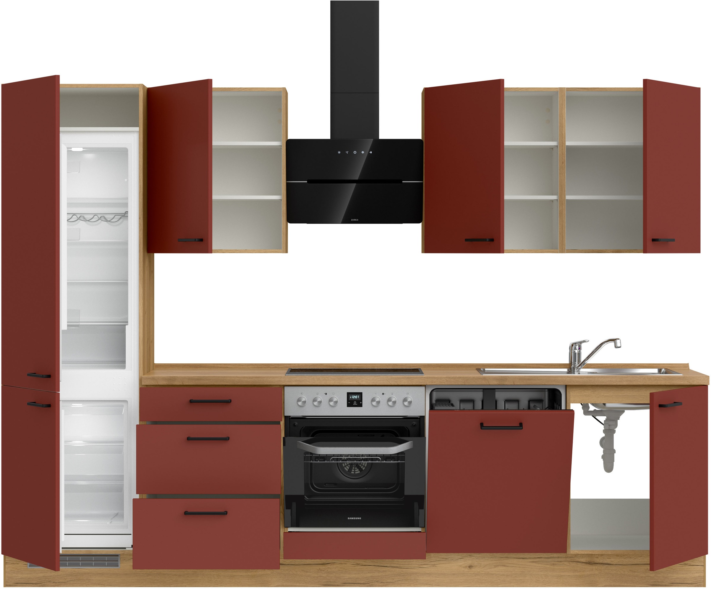 nobilia® Küchenzeile »"Easytouch II"«, vormontiert, Ausrichtung wählbar, Breite 300 cm, wahlw. mit E-Geräten