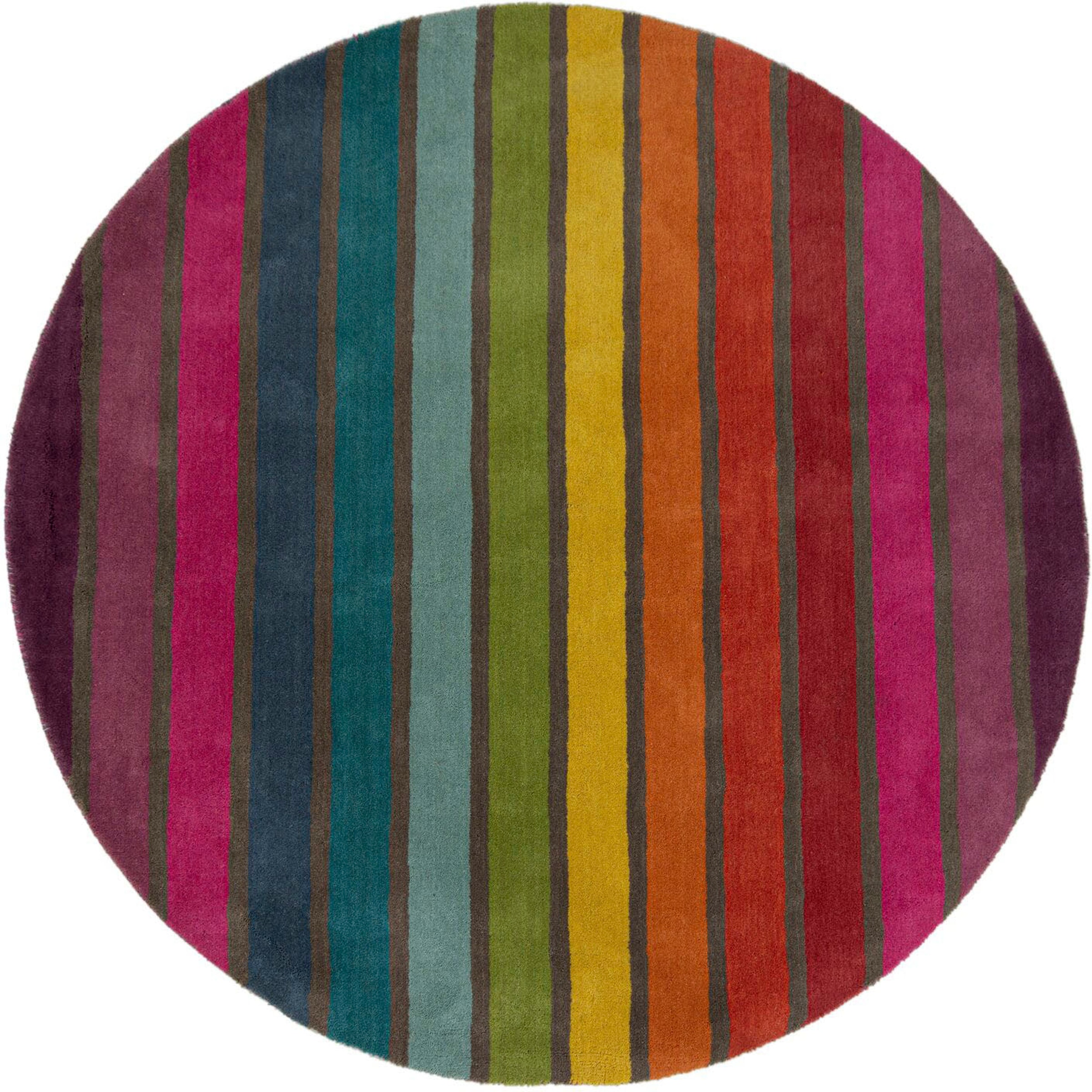 FLAIR RUGS Wollteppich »Candy«, rund, aus 100% Wolle, Design mit Streifen, mehrfarbig  gemustert, bunt auf Rechnung | BAUR