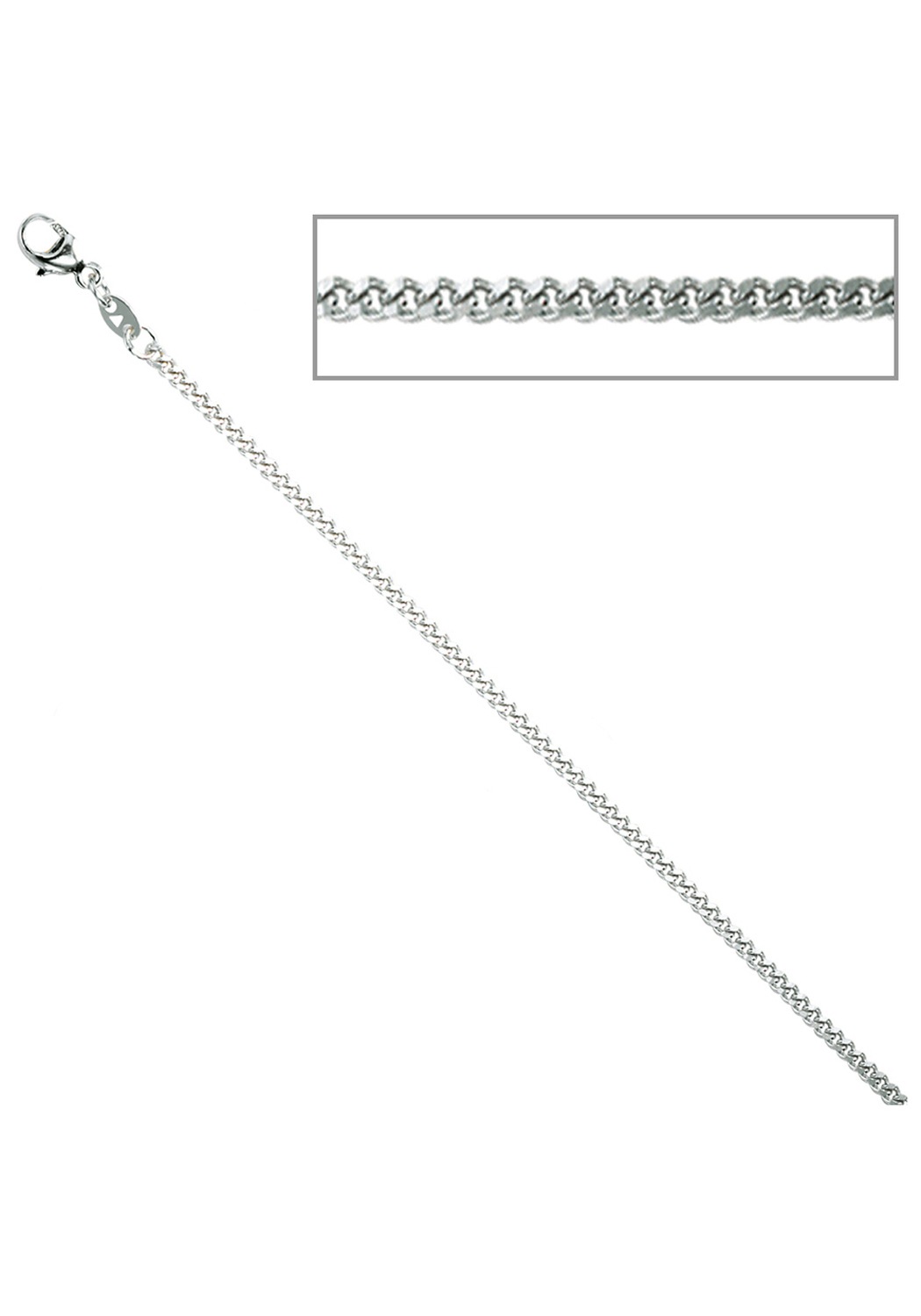 Silberkette JOBO, silber (silber 925), Halsketten, Damen, Silber 925 (Sterlingsilber), L: 38, Silberkette, Panzerkette 925 Silber 38 cm 1,7 mm 3