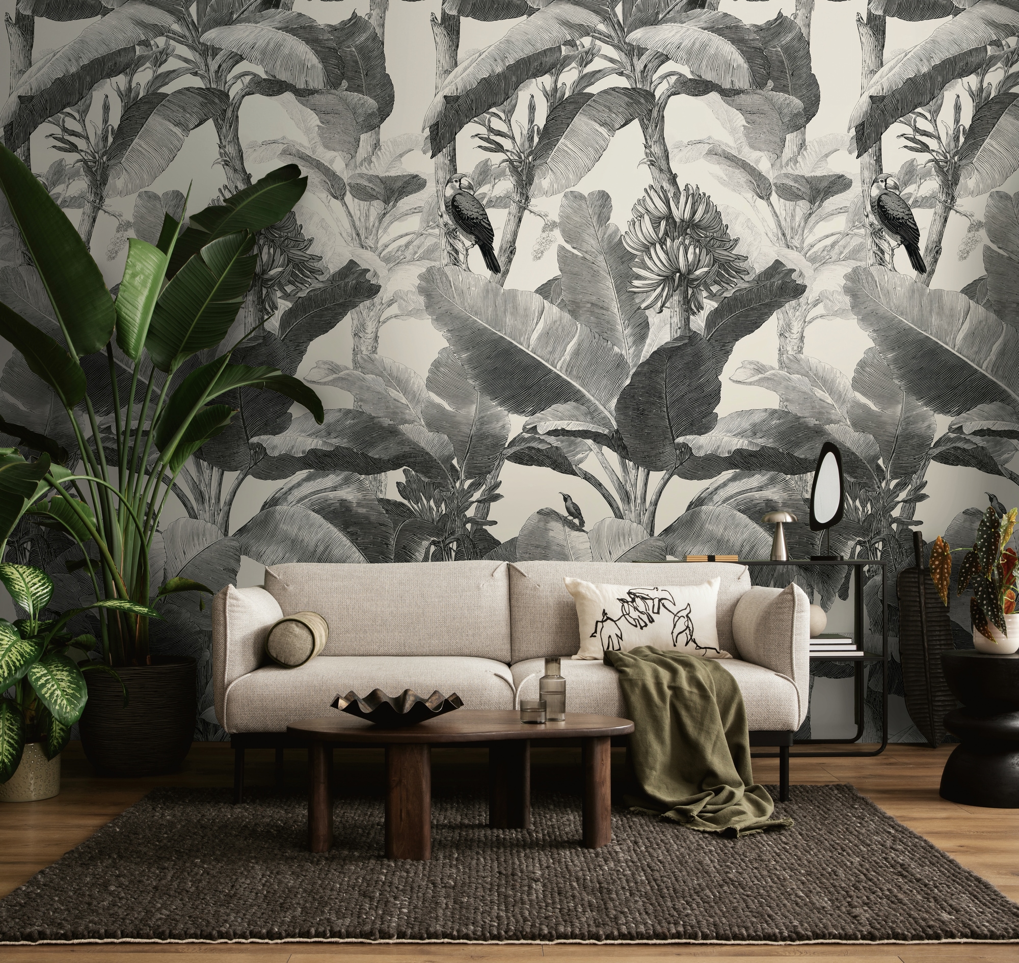 living walls Fototapete "The Wall 4 Botanic – Tropische Bananenbäume Vlies-Fototapete" botanisch matt tropisch leicht strukturiert Tropische Bananenbäume mit dekorativer Tiefenwirkung