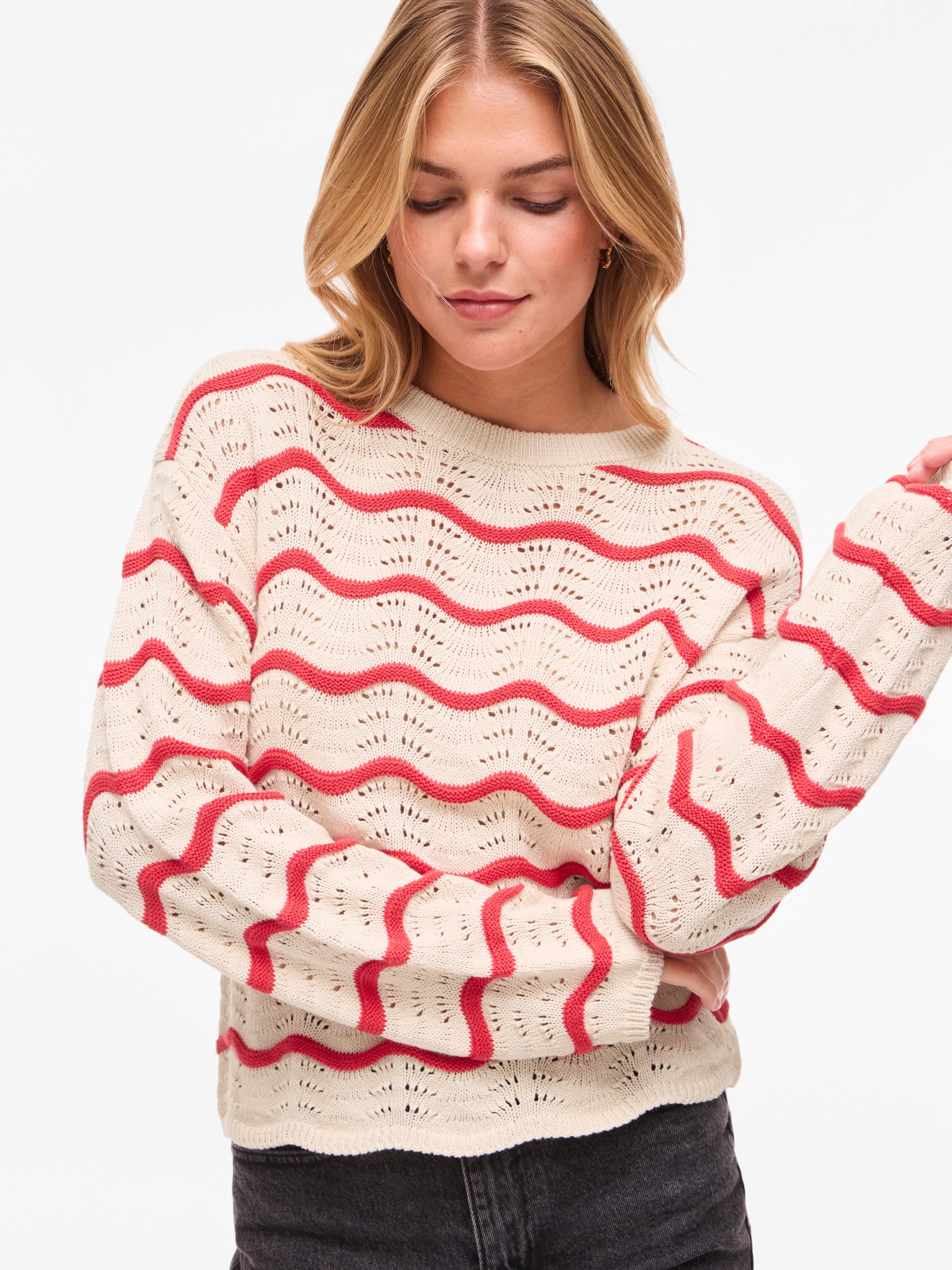 Vila Strickpullover »VIWAVE O-NECK LS POINTELLE KNIT TOP-NOOS«