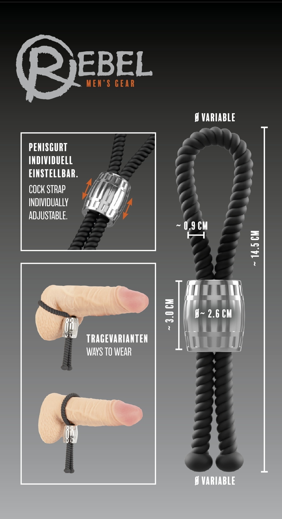 REBEL Penisring »Penisschlaufe Heavy Rope Cock Strap«