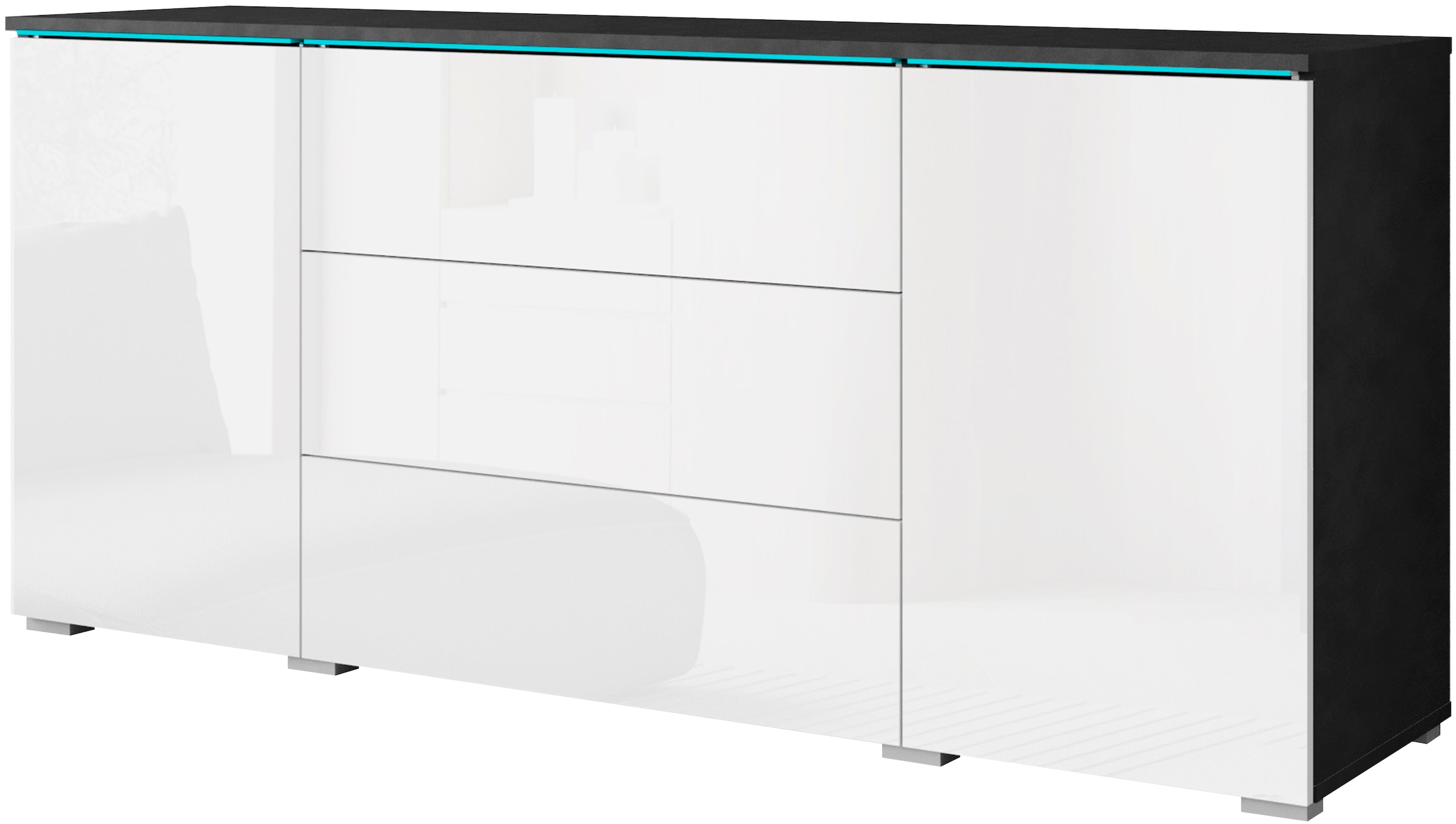 Home affaire Sideboard "VERA, grifflos" verstellbare Einlegeböden, Wahlweise mit oder ohne Beleuchtung