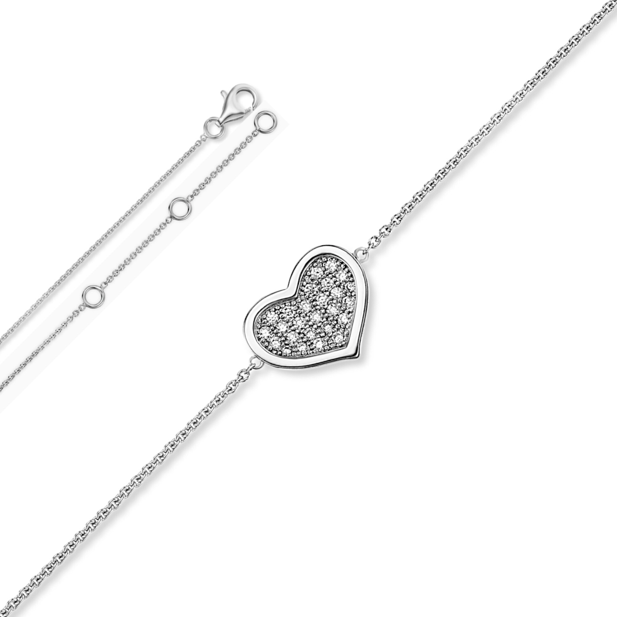 Silberarmband ONE ELEMENT "Zirkonia Herz Armband aus 925 Silber 18 cm", silber, Armbänder, Damen, 18, Silber 925 (Sterlingsilber), Silberarmband, Herz mit Bedeutung – eine feine Geschenkidee für viele Anlässe