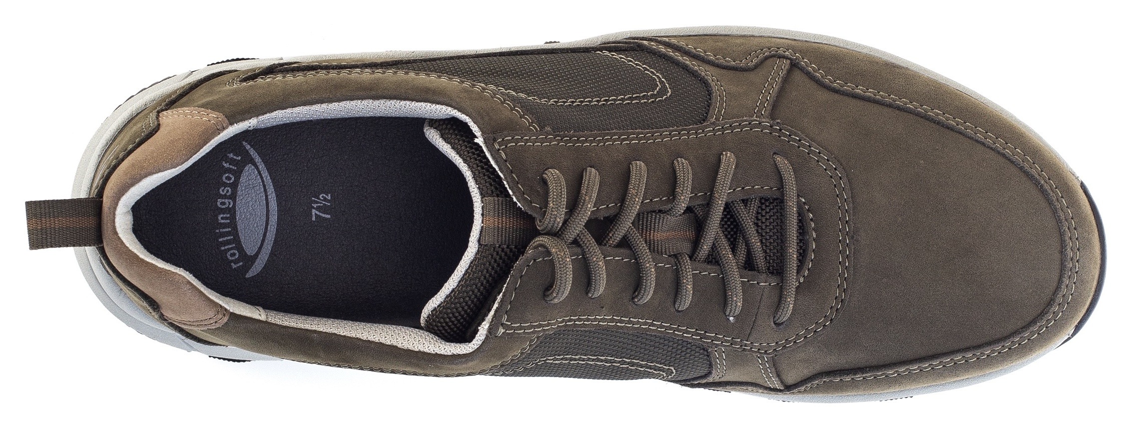 Gabor Rollingsoft Keilsneaker, Freizeitschuh, Halbschuh, Schnürer mit Kontrastnähten, G-Weite