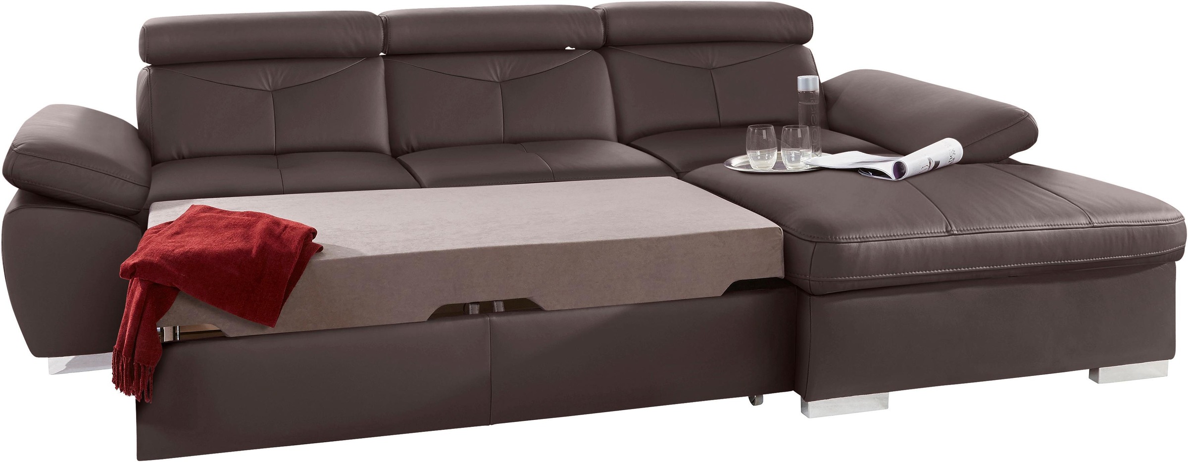 exxpo - sofa fashion Ecksofa »Spring, super bequem, mit Armteil- und Kopfteilfunktion, OTTOs Choice«, L-Form, wahlweise mit Bettfunktion und Bettkasten