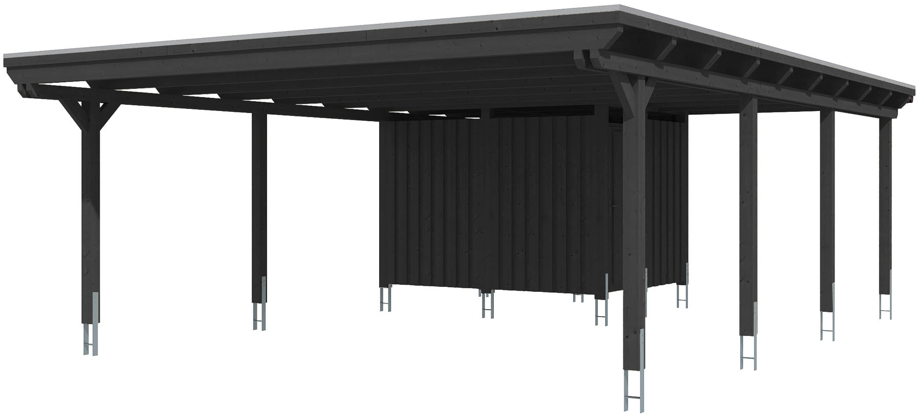 Skanholz Doppelcarport "Emsland" Massivholz 550 cm Anthrazit