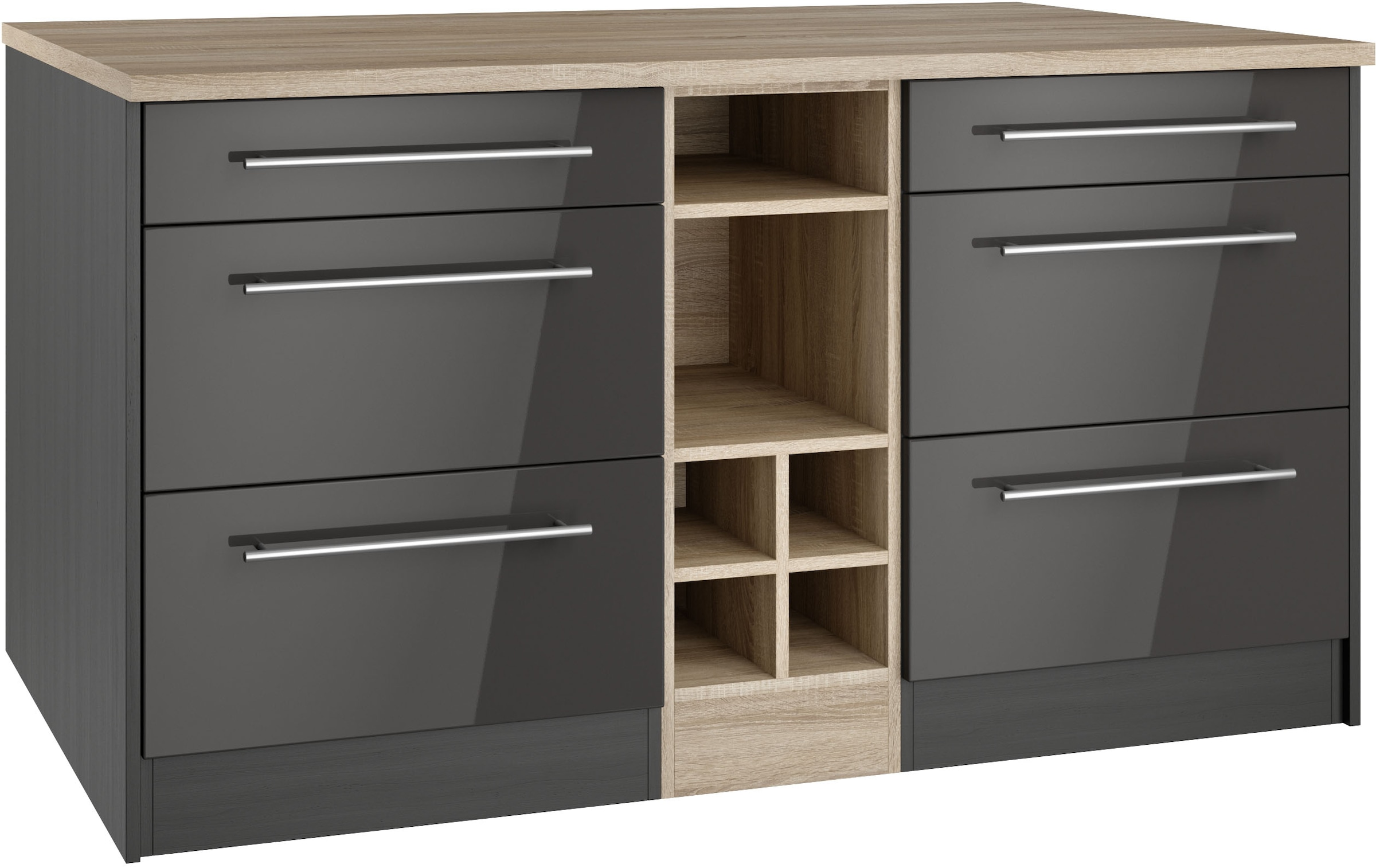 HELD MÖBEL Kücheninsel »Wien«, Breite 153 cm, MDF-Fronten, Flaschenregal