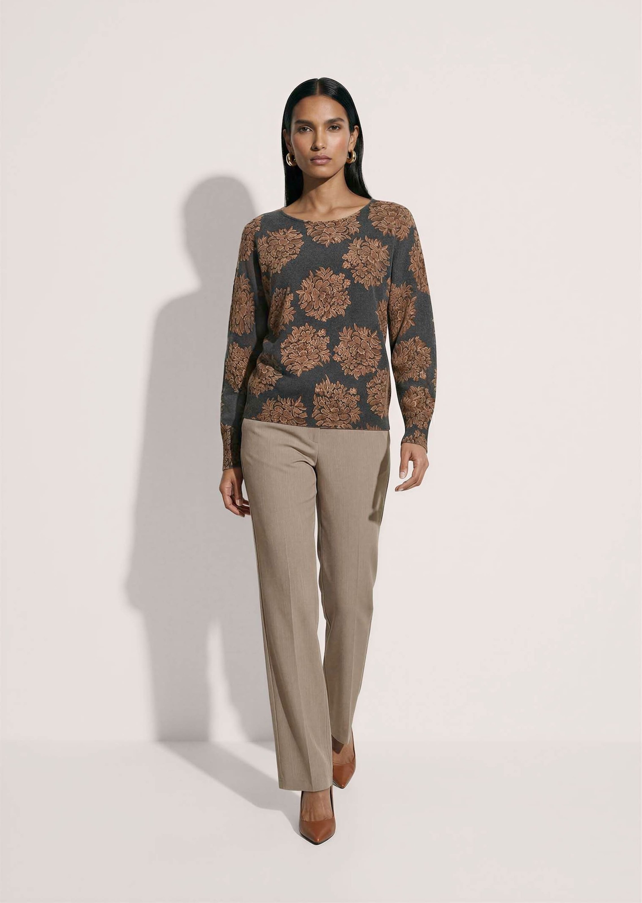MADELEINE Longpullover »Pullover Kaschmirpullover mit Blüten-Print«
