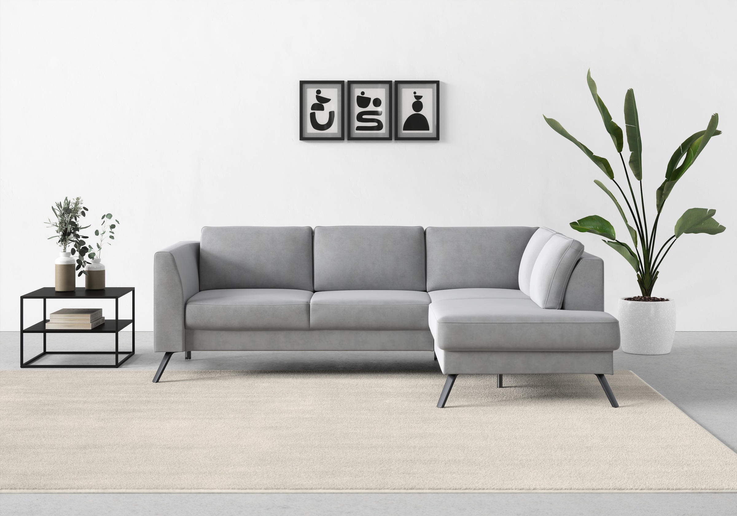 sit&more Ecksofa »Lindholm L-Form«, mit Sitztiefenverstellung und Federkern