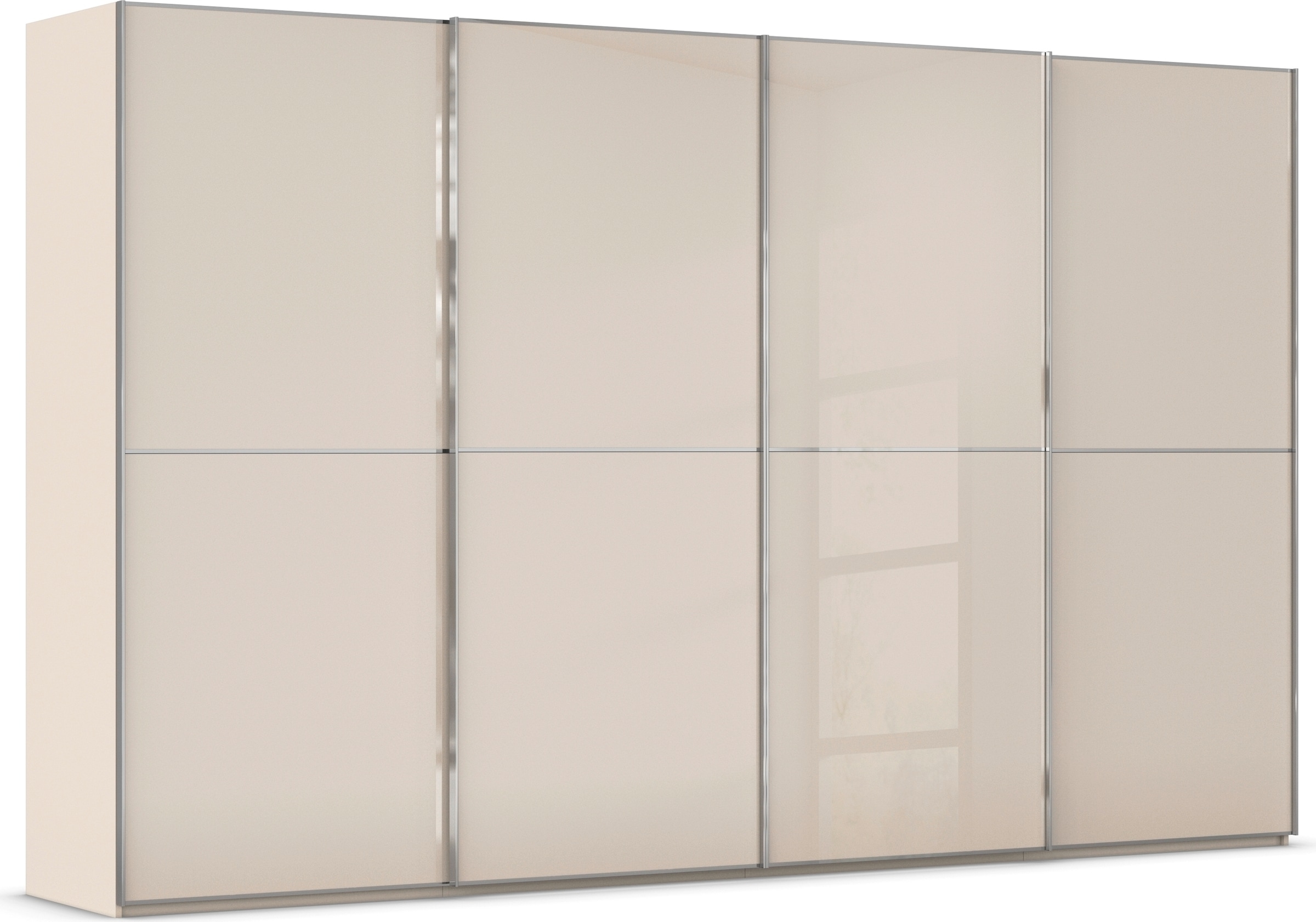 rauch Schwebetürenschrank "Kleiderschrank Schrank Garderobe Schlafzimmerschrank SCALE-DUO" edle zweigeteilte Türen Glas-Front mit 3 Zierleisten MADE IN GERMANY