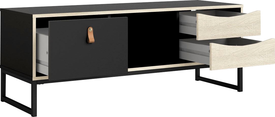 Home affaire TV-Board »Stubbe«, 3 Schubladen, Ledergriffe für die größte Schublade, Breite 117,2 cm