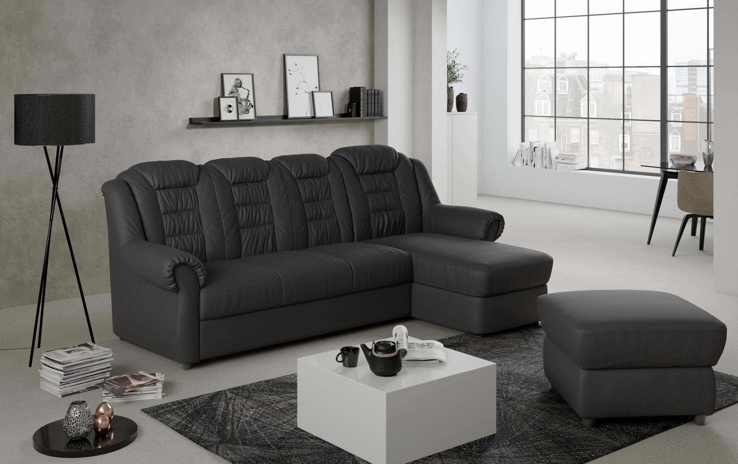 Home affaire Ecksofa »Boston L-Form«, mit hoher Rückenlehne, wahlweise mit Bettfunktion