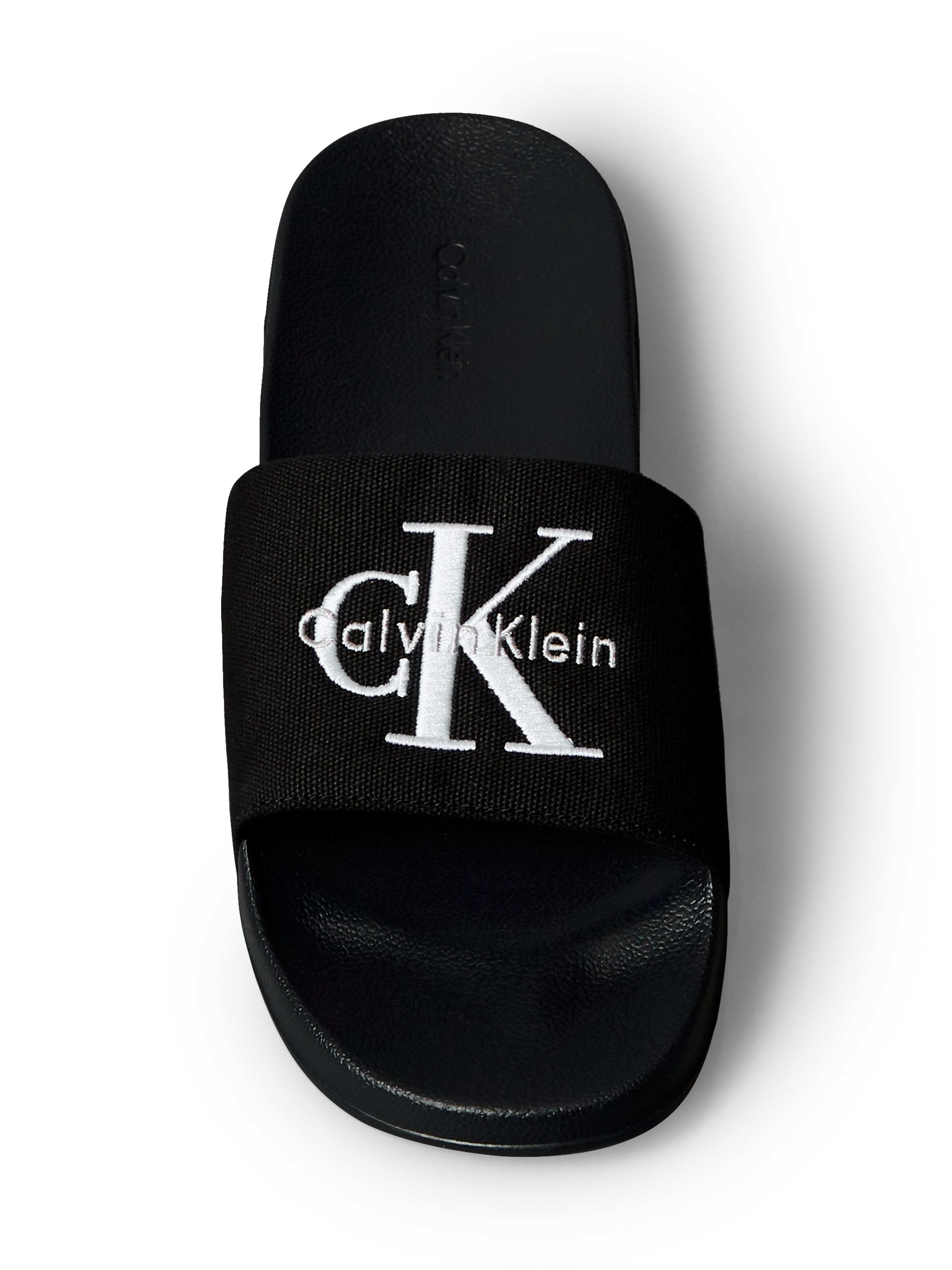 Calvin Klein Jeans Pantolette »ESS SLIDE CV«  Badeschuh, Flat, Poolslides mit Logoschriftzug -klein ausfallend
