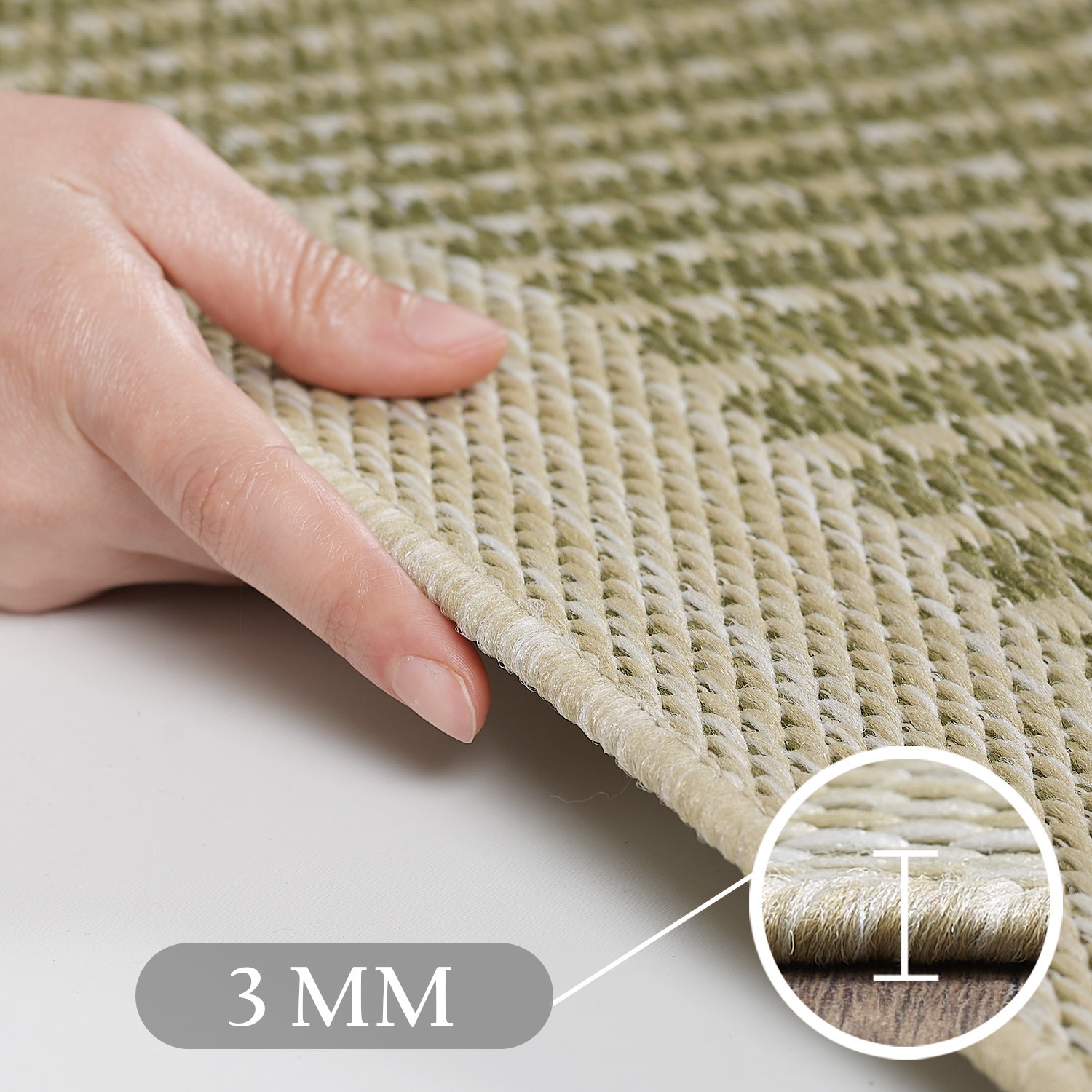 Outdoorteppich AYYILDIZ TEPPICHE "GIZA 1410", grün, H:3mm Ø:160cm, Polypropylen, Teppiche, Outdoorteppich, In- und Outdoor, Wetterfest, Wasserabweisend, robust 3
