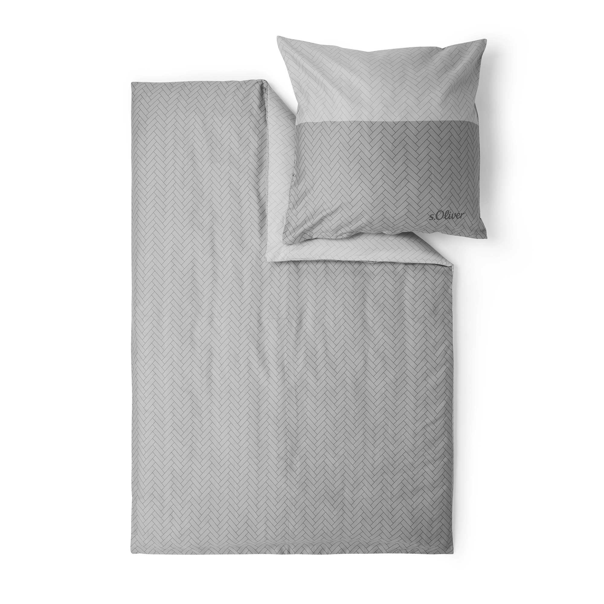 Bettwäsche S.OLIVER, grau, Mako-Satin, Obermaterial: 100% Baumwolle, Bettwäsche, "Satinbettwäsche s.Oliver", im minimalistischen Wendedesign