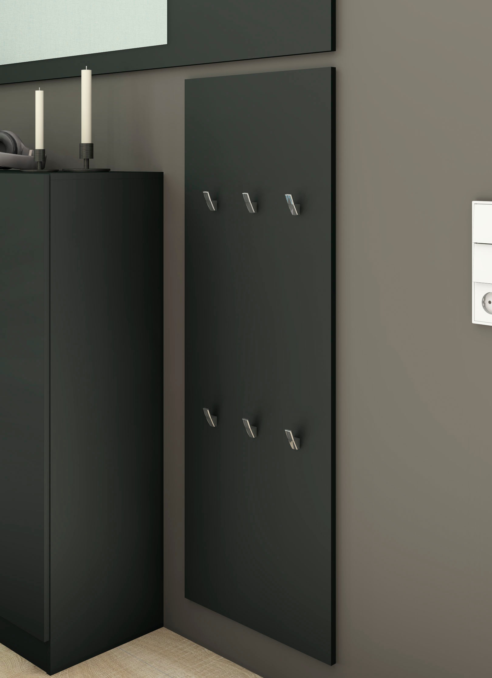 borchardt Möbel Garderobenpaneel »Vaasa, 123x45cm mit Metallhaken« Garderobe hängend, 6 Haken, Wandgarderobe