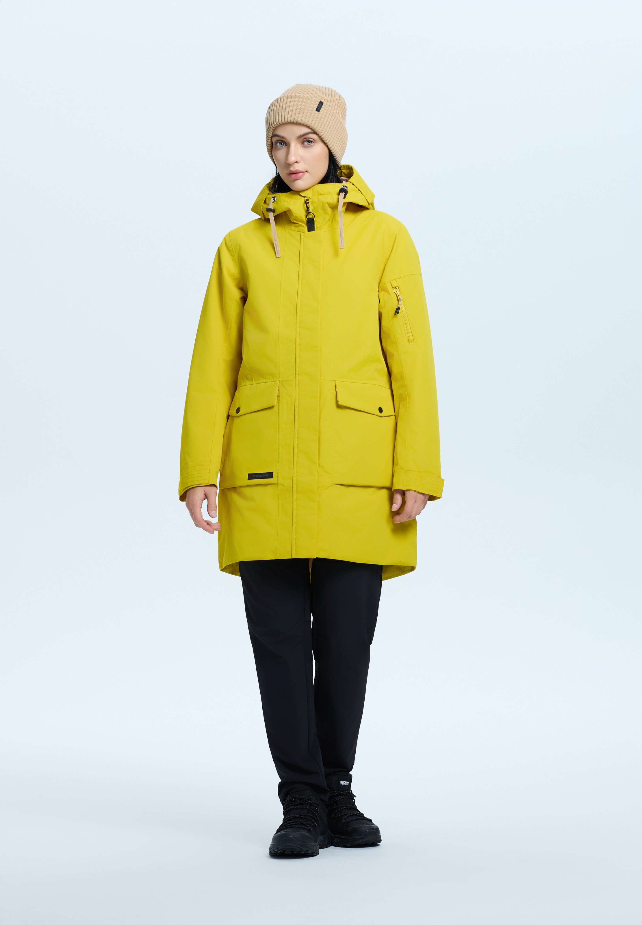Funktionsparka ICEPEAK "ICEPEAK ALPENA", Damen, Gr. 42, gelb, Obermaterial: 100% Polyester, Jacken, für vielseitige Outdoor-Aktivitäten, winddicht, sportlicher Stil 2
