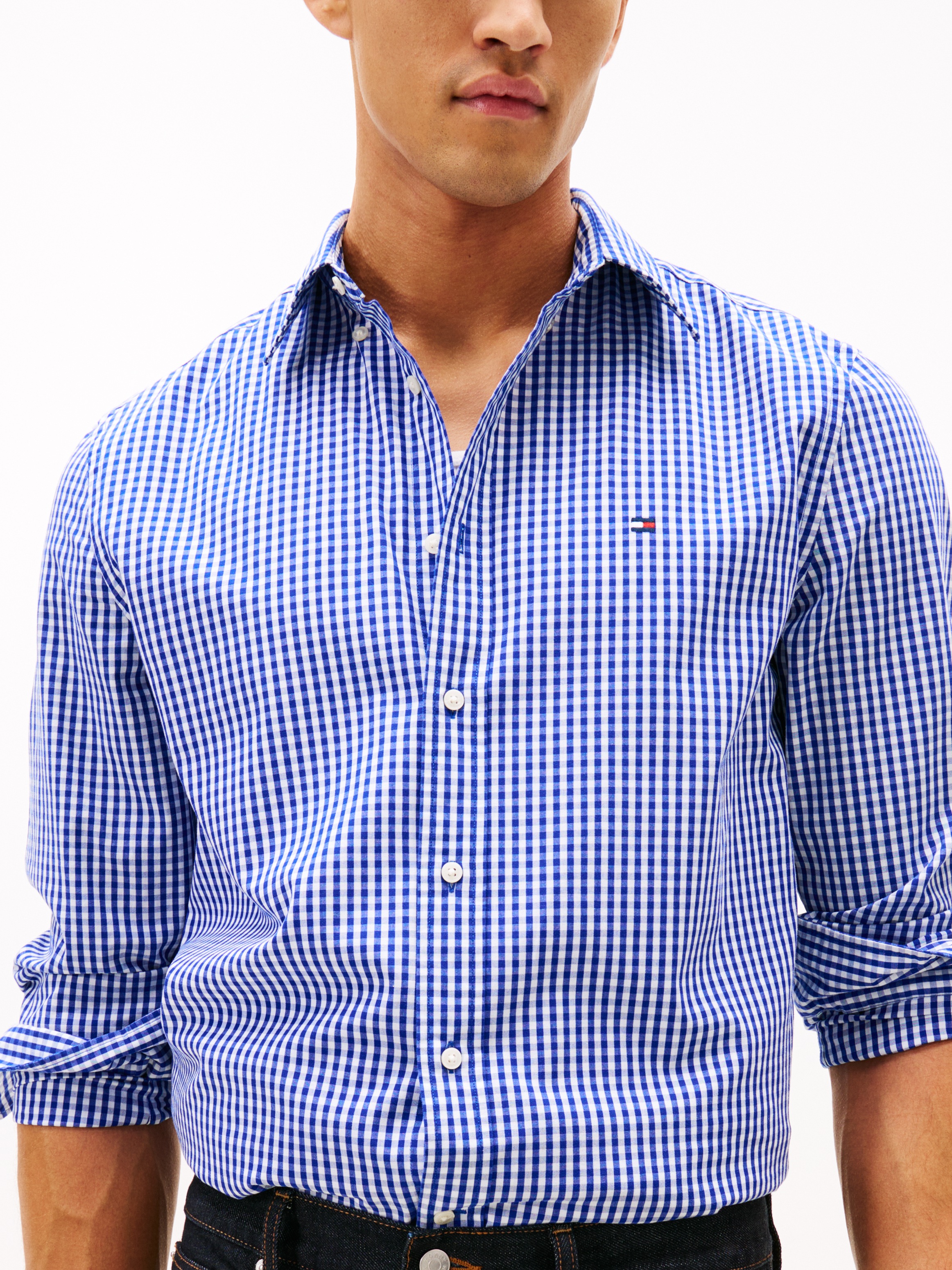 Tommy Hilfiger Langarmhemd "FLEX POPLIN BIG GINGHAM" regular fit, Button-do günstig online kaufen