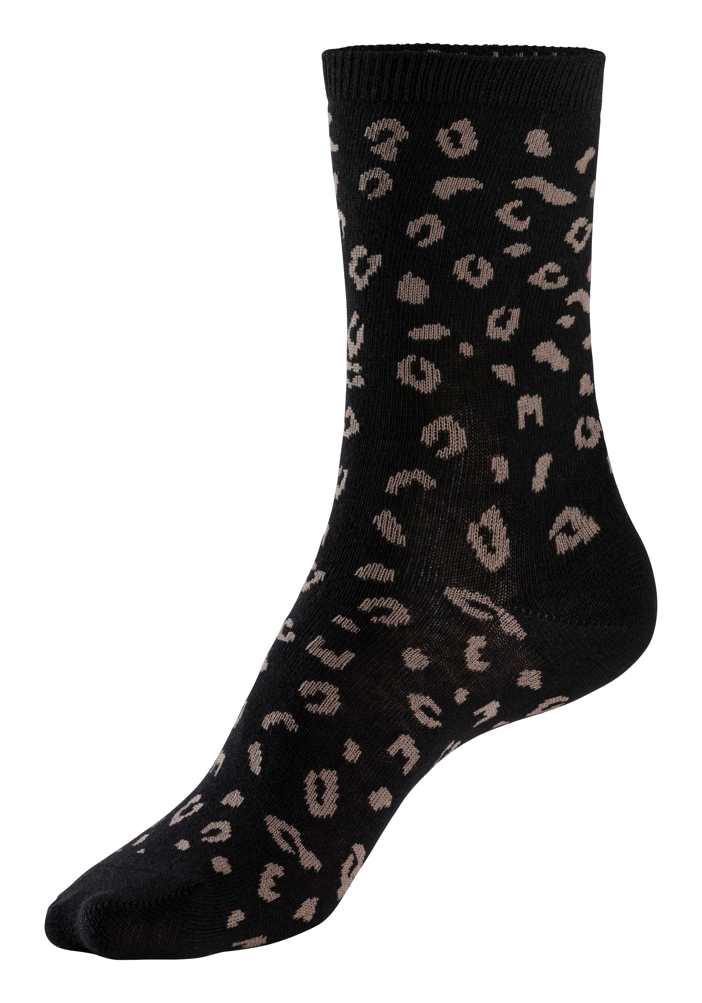 LASCANA Basicsocken, (Packung, 4 Paar), uni und mit animal Design