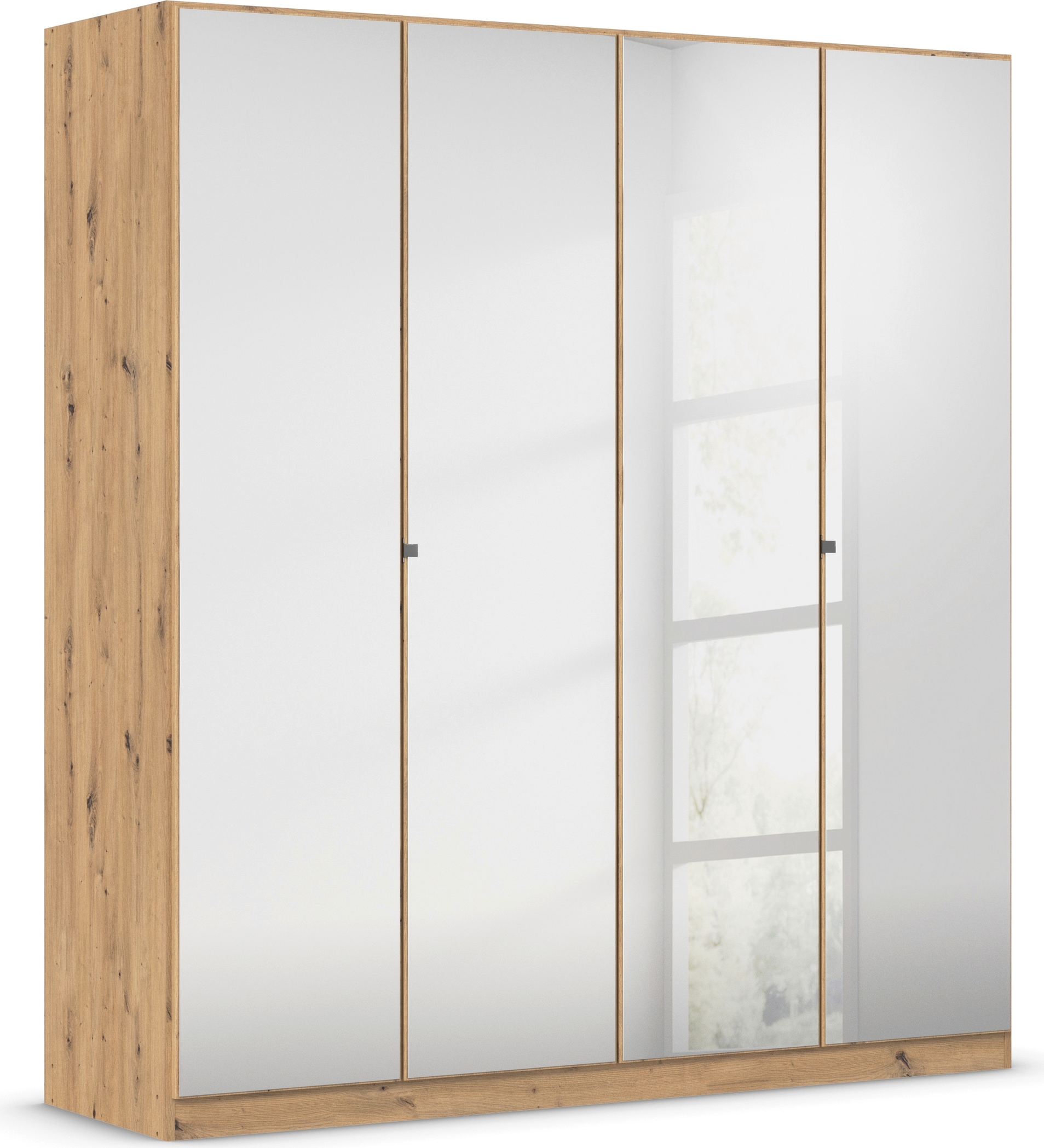 rauch "Reflect" mit Spiegelfront, inkl. praktischer Inneneinteilung und Stoffboxen-Set