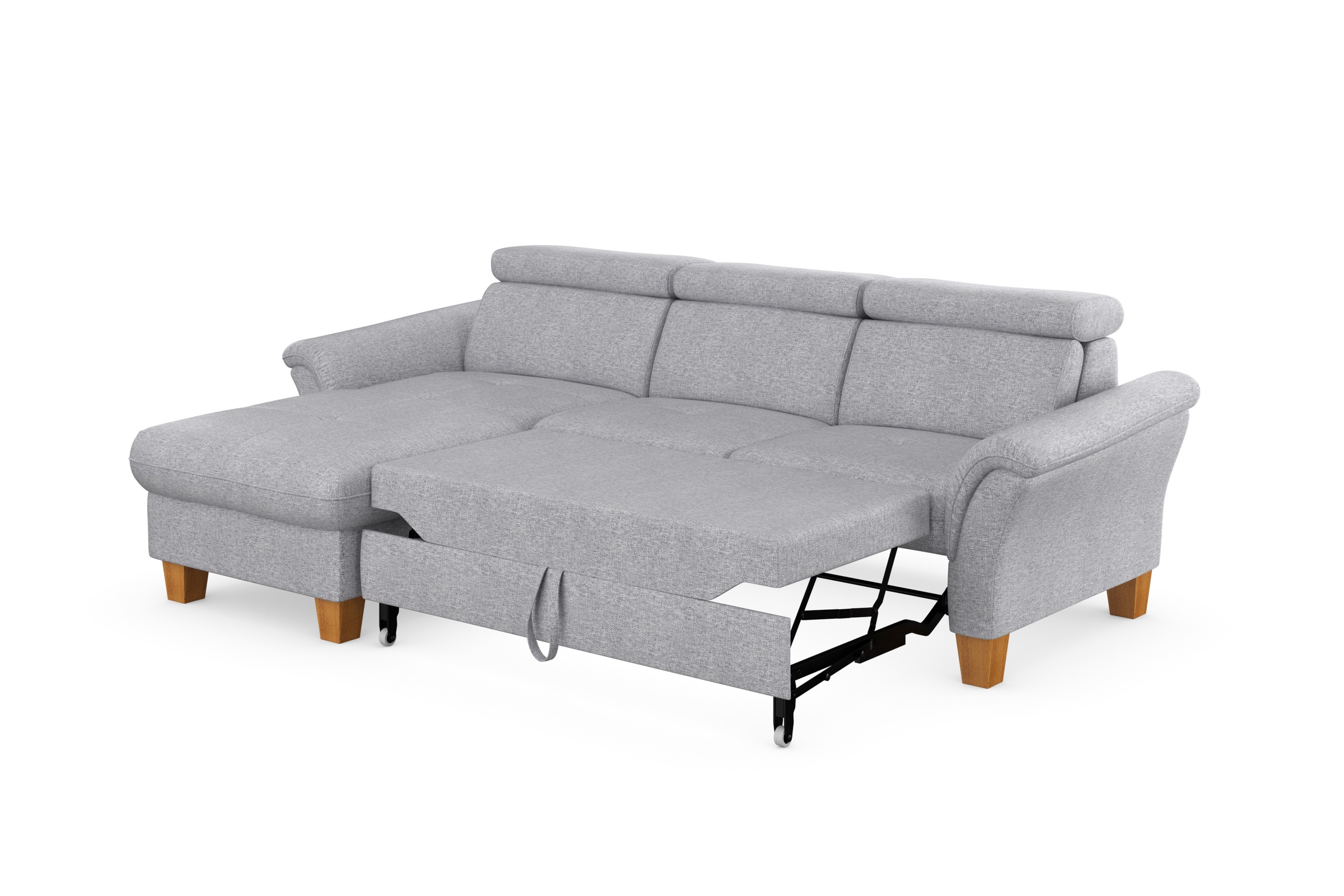 Home affaire Ecksofa »Lindgren L-Form«, wahlweise mit Bett mit klappbaren Rollen, Kasten und Kopfverstellung