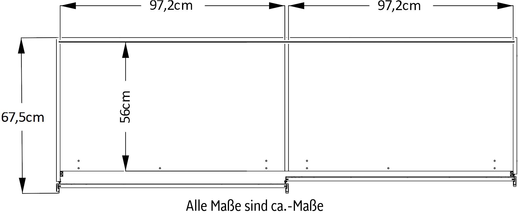 STAUD Schwebetürenschrank »Includo_Minisystem_07_2-türig, Made in Germany«, Mit vier verschiedenen Ausstattungsvarianten