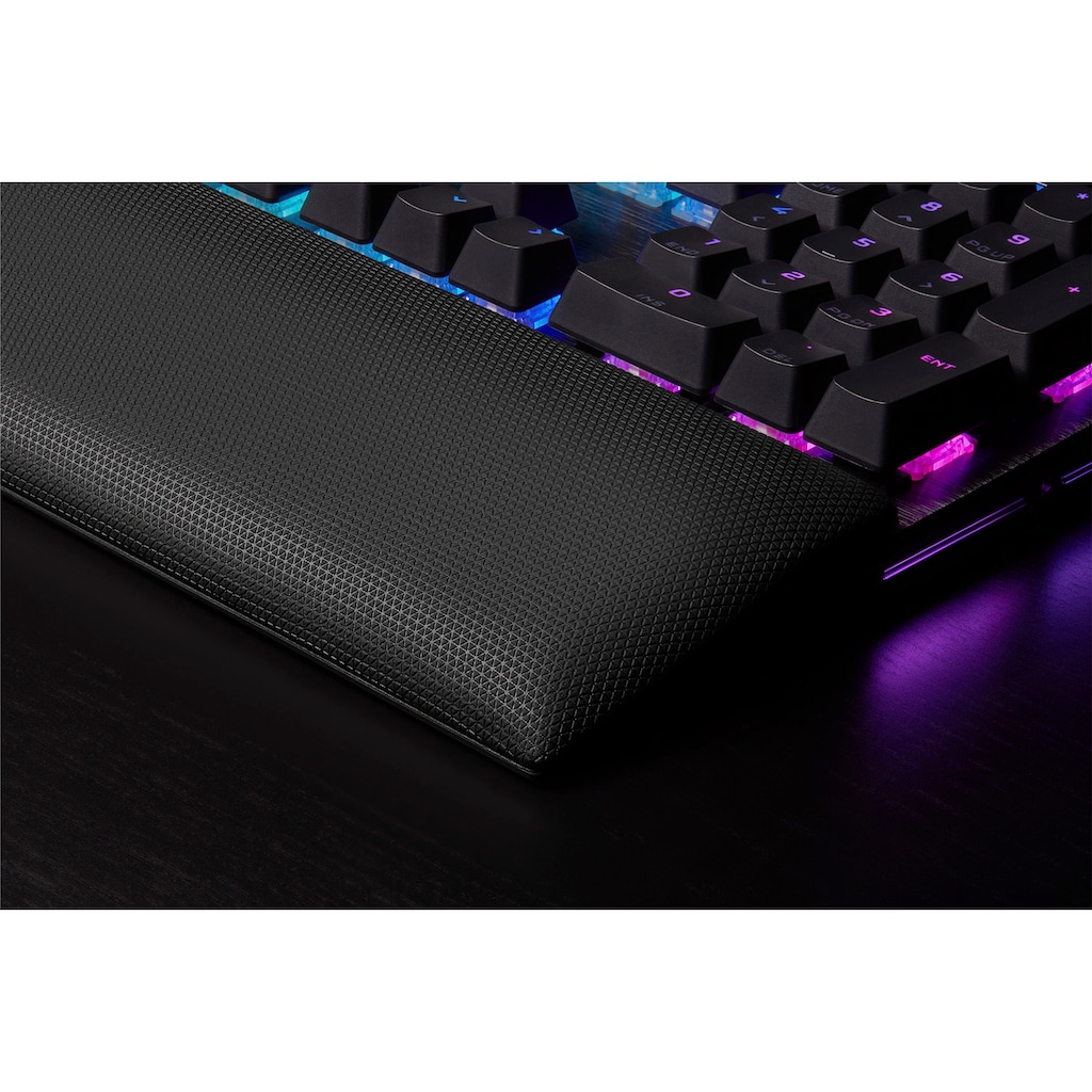 Corsair Gaming-Tastatur »K100 CHERRY MX SPEED«, (programmierbare G-Tasten-Lautstärkeregler-Ziffernblock-Handgelenkauflage)